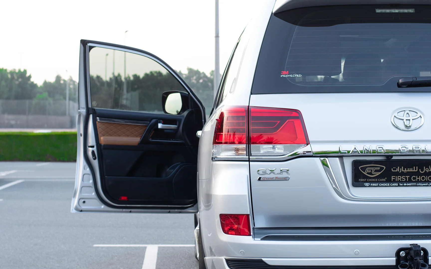 Used 2021 Toyota Land Cruiser GXR Silver – Taillight Close-up at First Choice Cars Sharjah