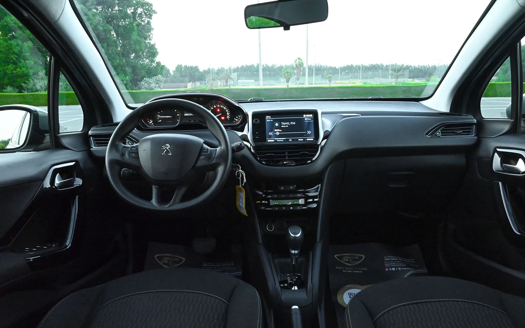 Used 2019 Peugeot 208 Active Silver – Front Cabin / Dashboard Full View at First Choice Cars Sharjah