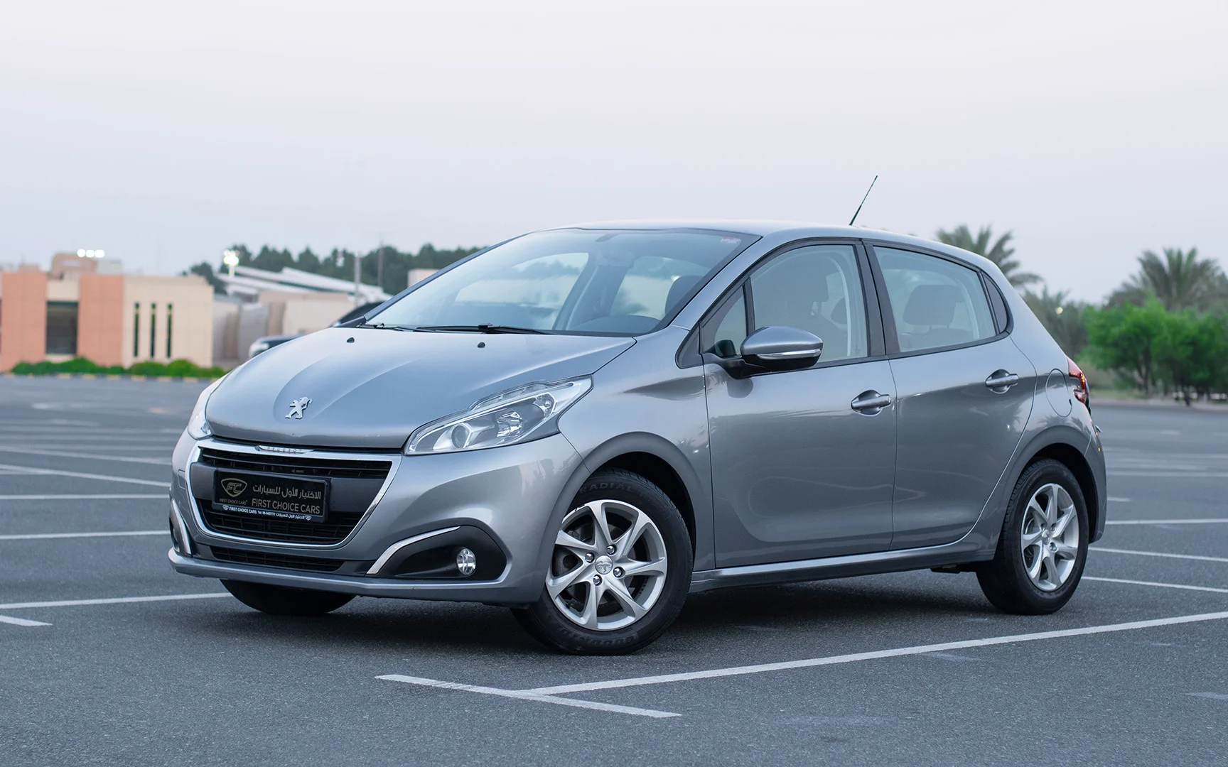 Used 2019 Peugeot 208 Active Silver – Left Front Diagonal (45°) View at First Choice Cars Sharjah