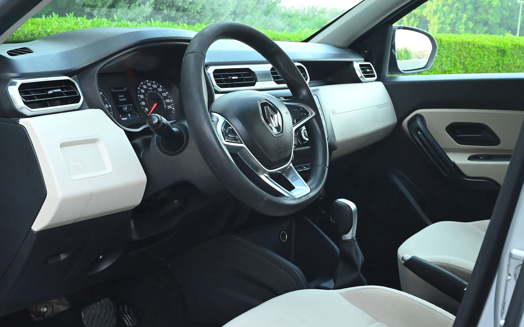 Used 2020 Renault Duster Se Silver – Driver Side Dashboard & Steering View at First Choice Cars Sharjah
