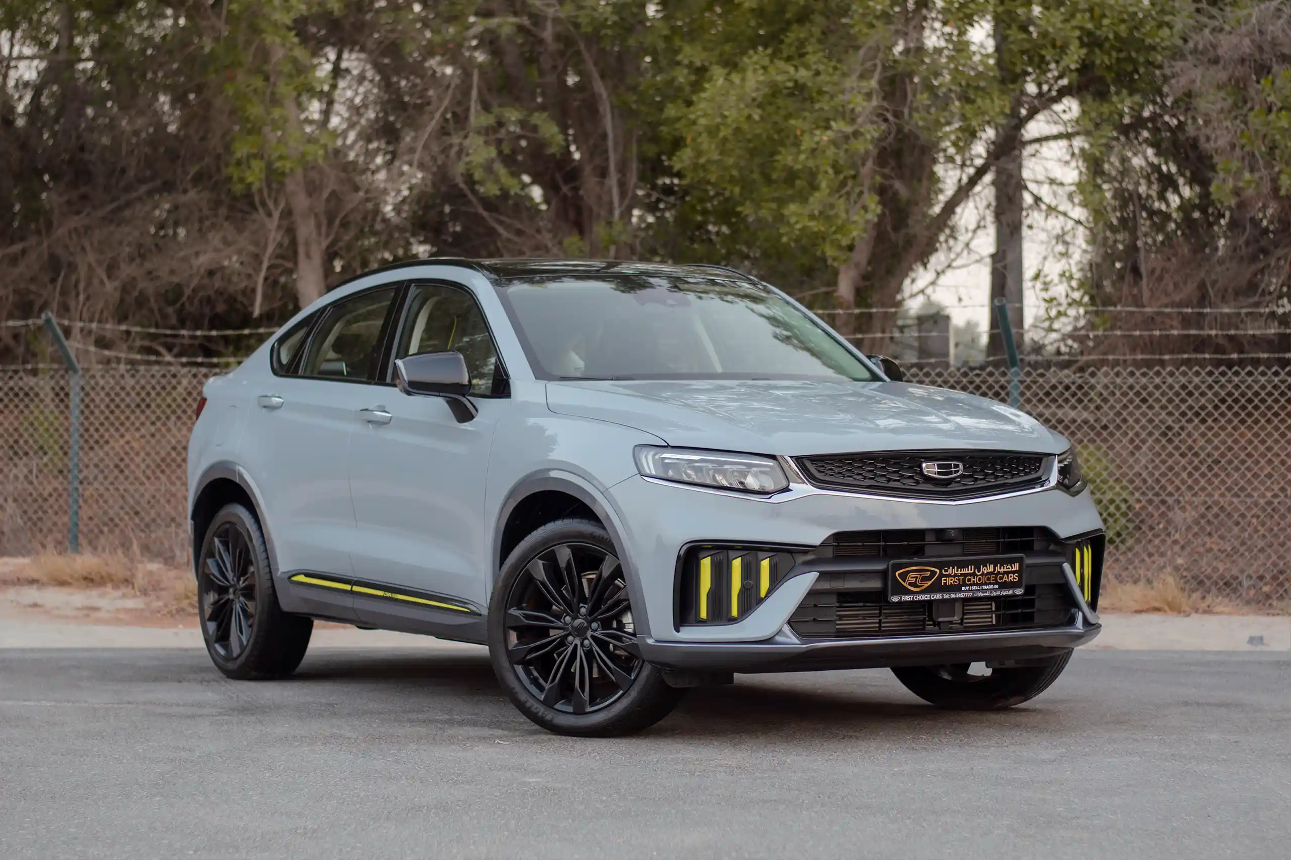 Used 2024 Geely Tugella GF+ Grey – Right Front Diagonal (45°) View at First Choice Cars Sharjah