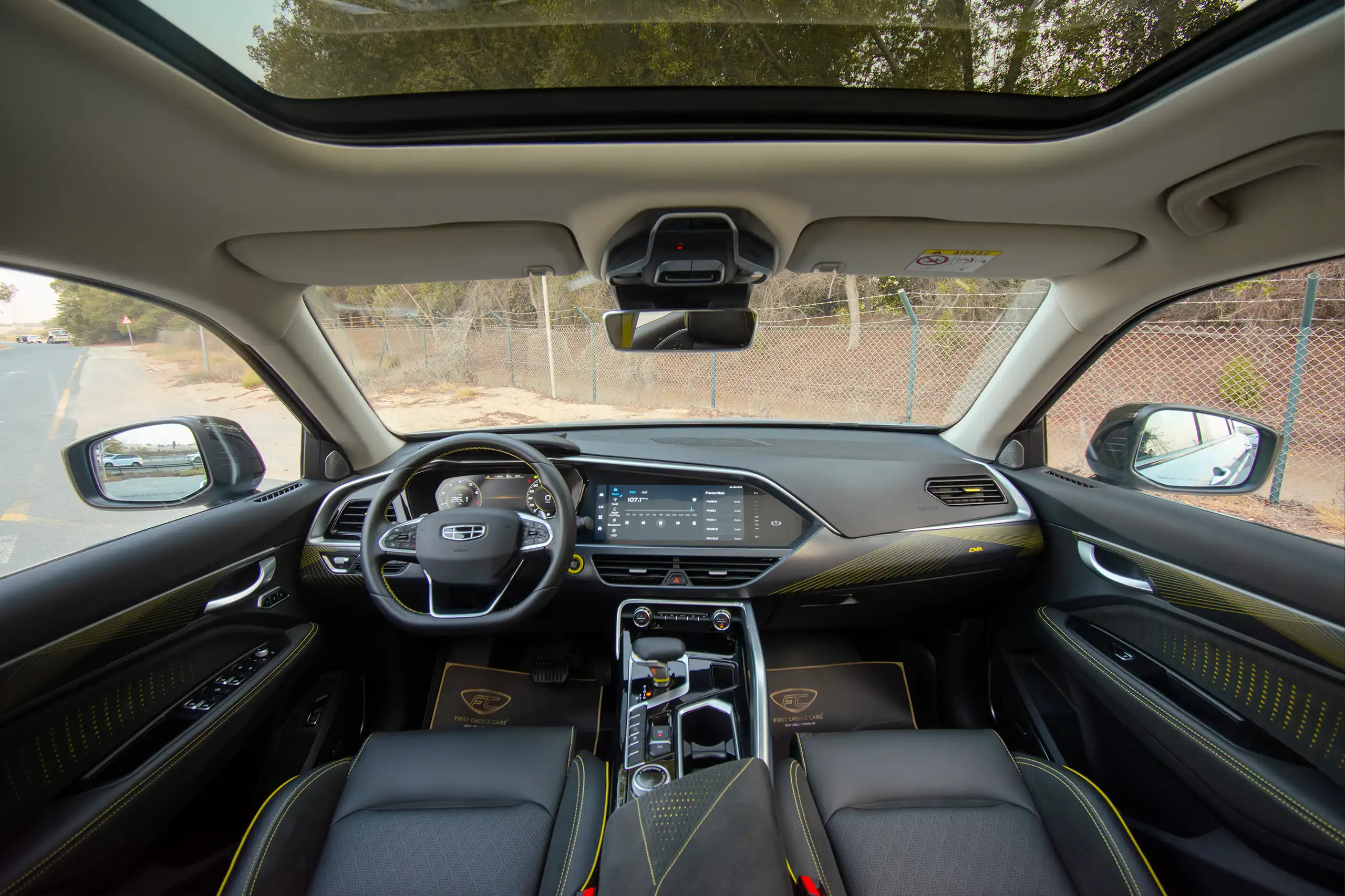 Used 2024 Geely Tugella GF+ Grey – Front Cabin / Dashboard Full View at First Choice Cars Sharjah