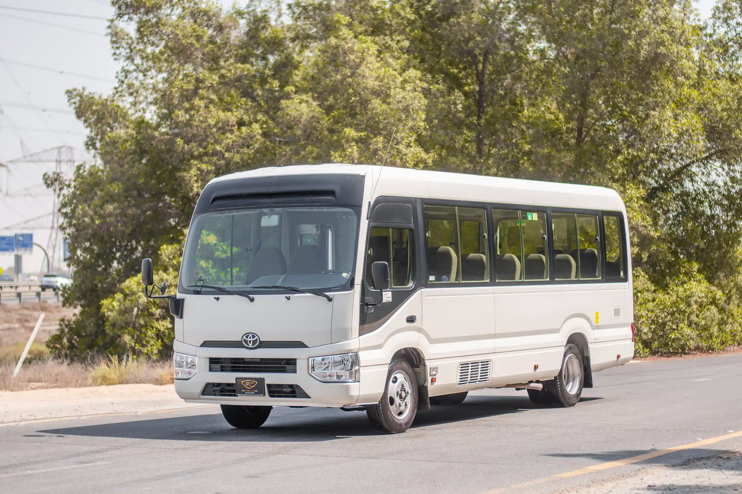 Used 2020 Toyota Coaster High Roof in White – Left Front Diagonal (45°) View