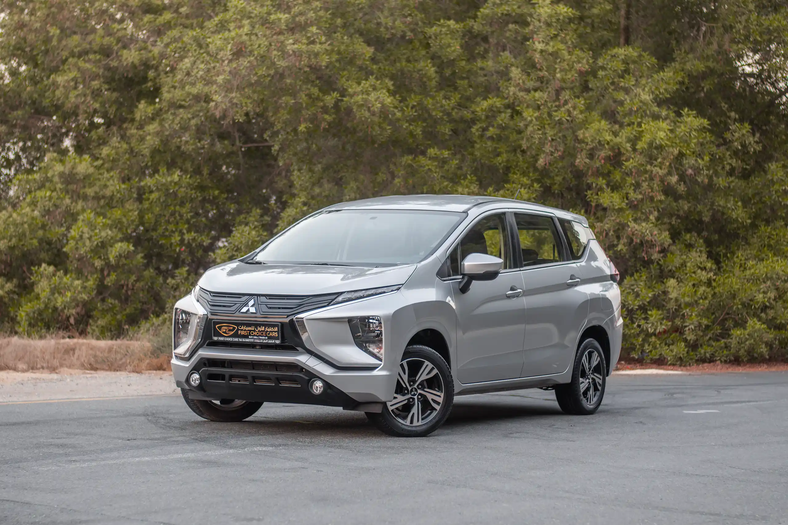 Used 2022 Mitsubishi XPANDER GLS Silver – Left Front Diagonal (45°) View at First Choice Cars Sharjah