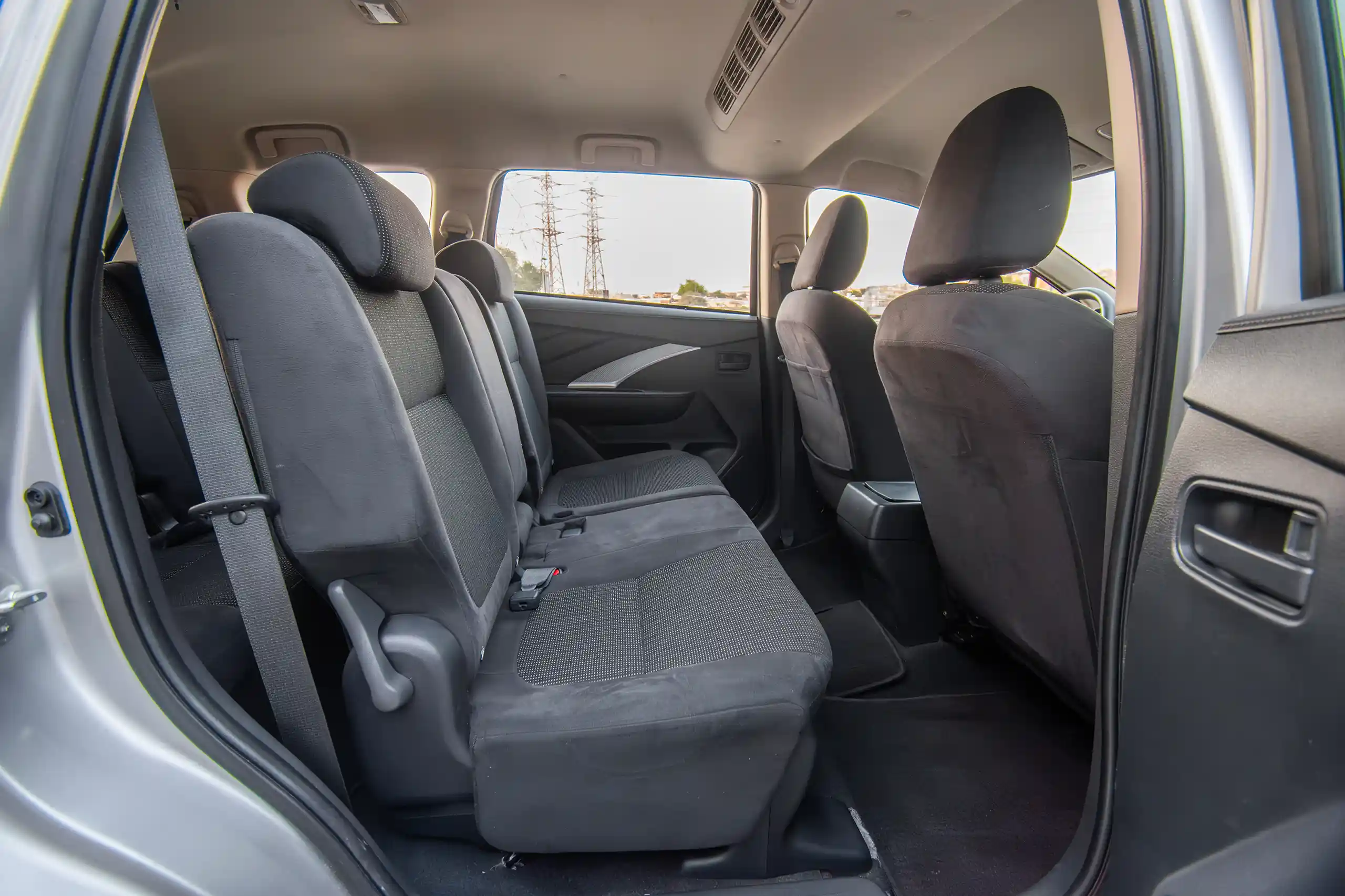 Used 2022 Mitsubishi Xpander GLS Silver – Rear Passenger Side Cabin View at First Choice Cars Sharjah