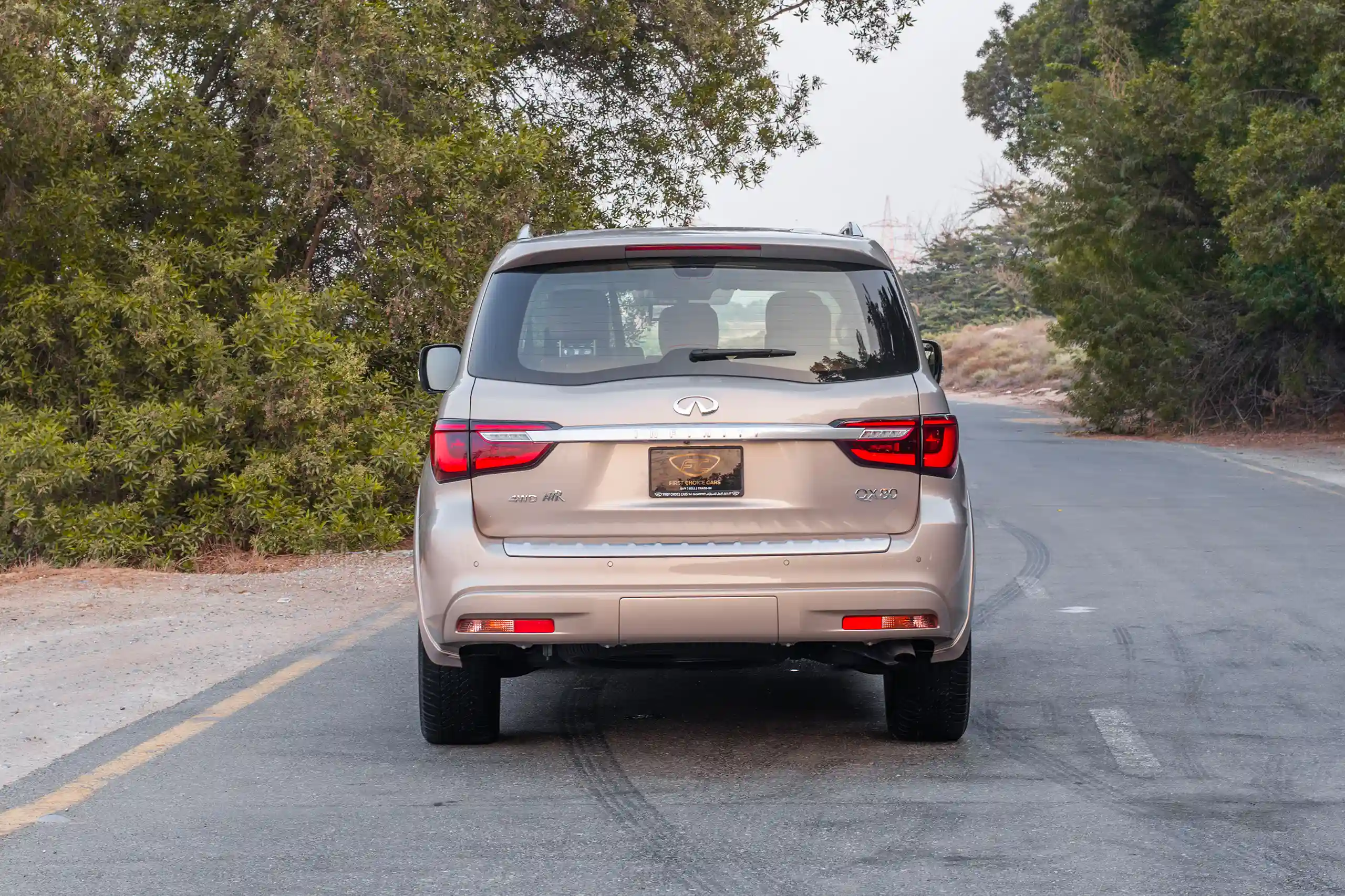 Used 2023 Infiniti QX80 Luxury Grey – Back/Rear View at First Choice Cars Sharjah