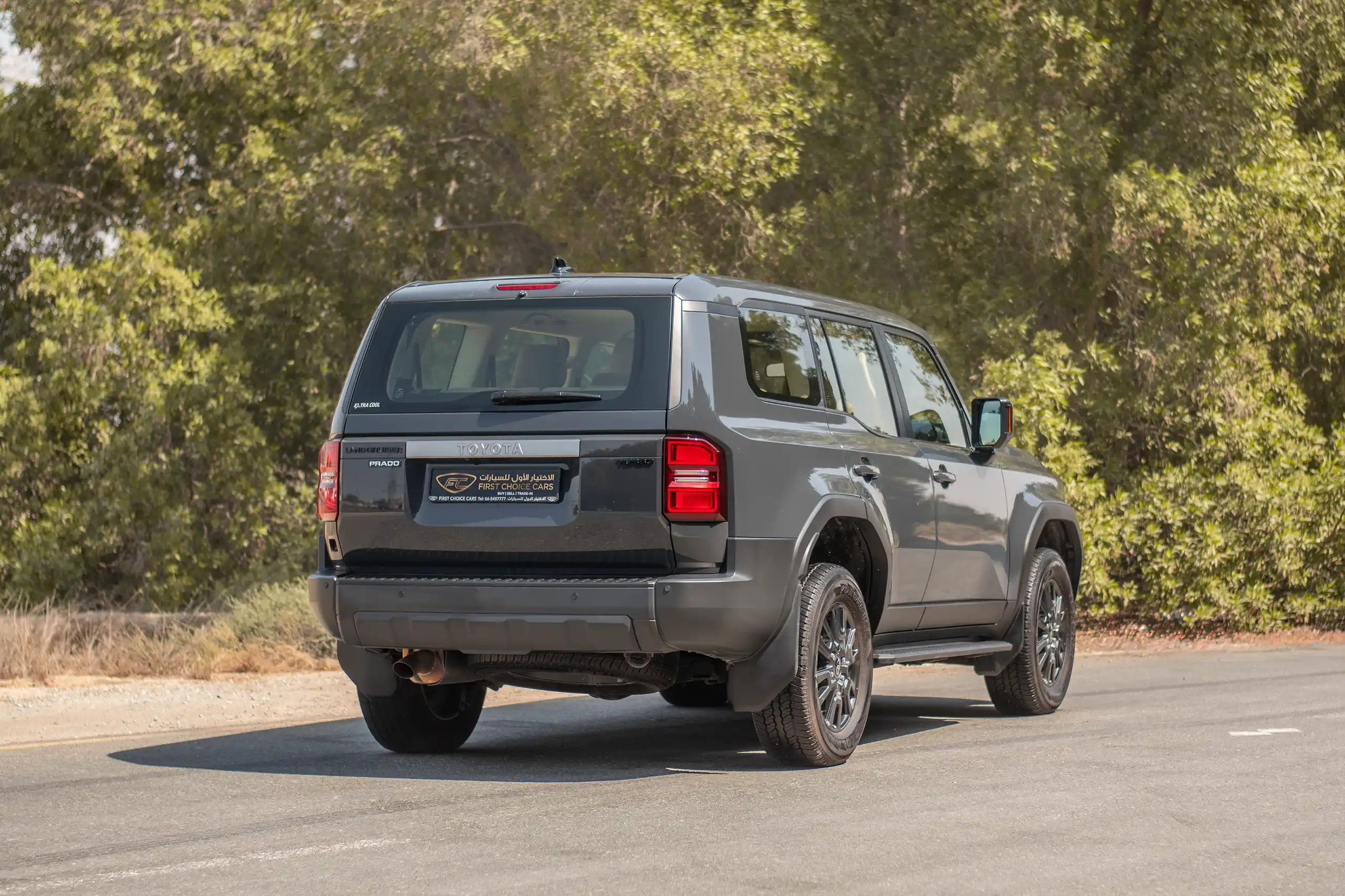 Used 2024 Toyota Prado TXR Grey – Left Back Diagonal (45°) View at First Choice Cars Sharjah
