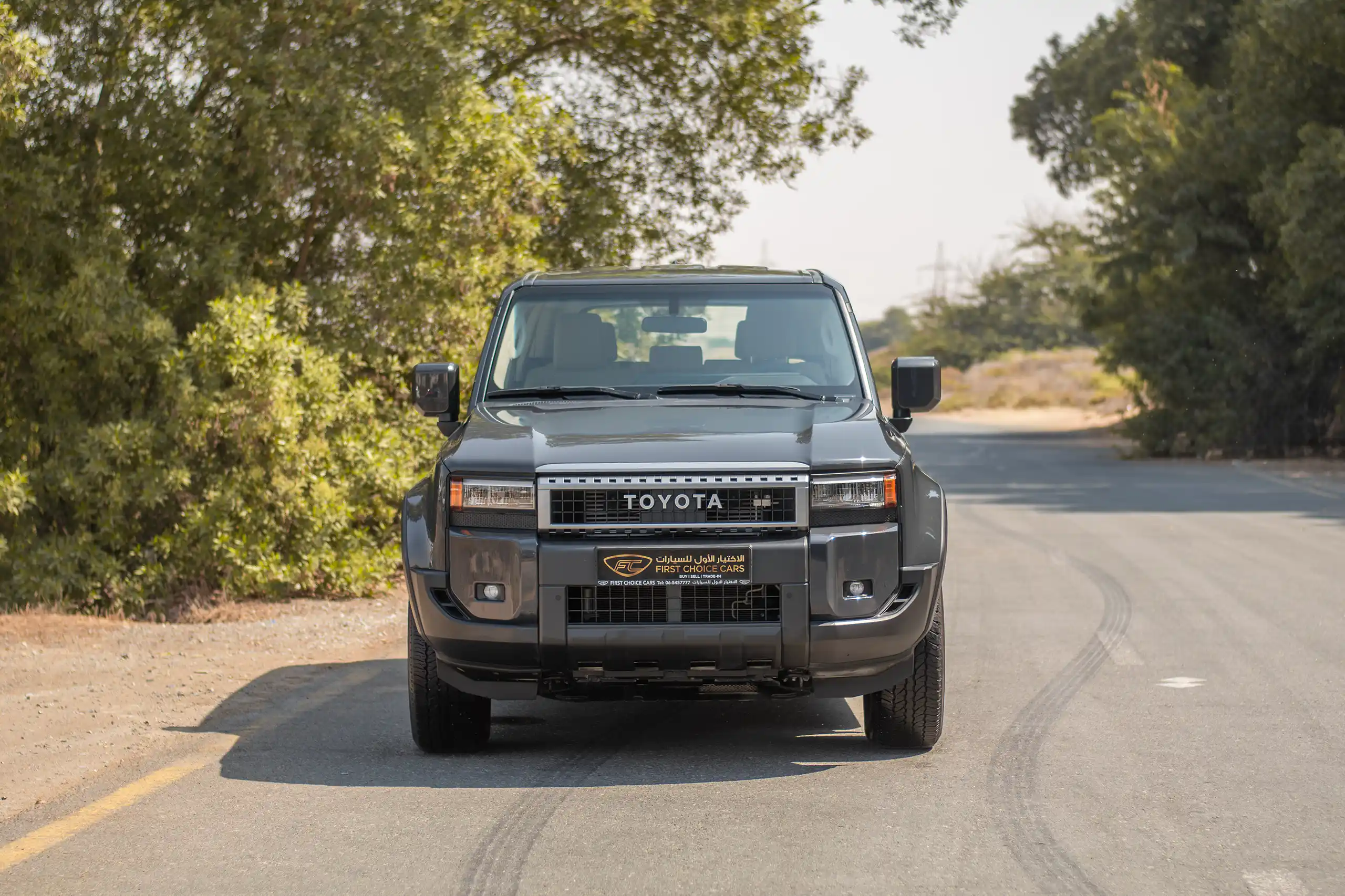 Used 2024 Toyota Prado TXR Grey – Front View at First Choice Cars Sharjah