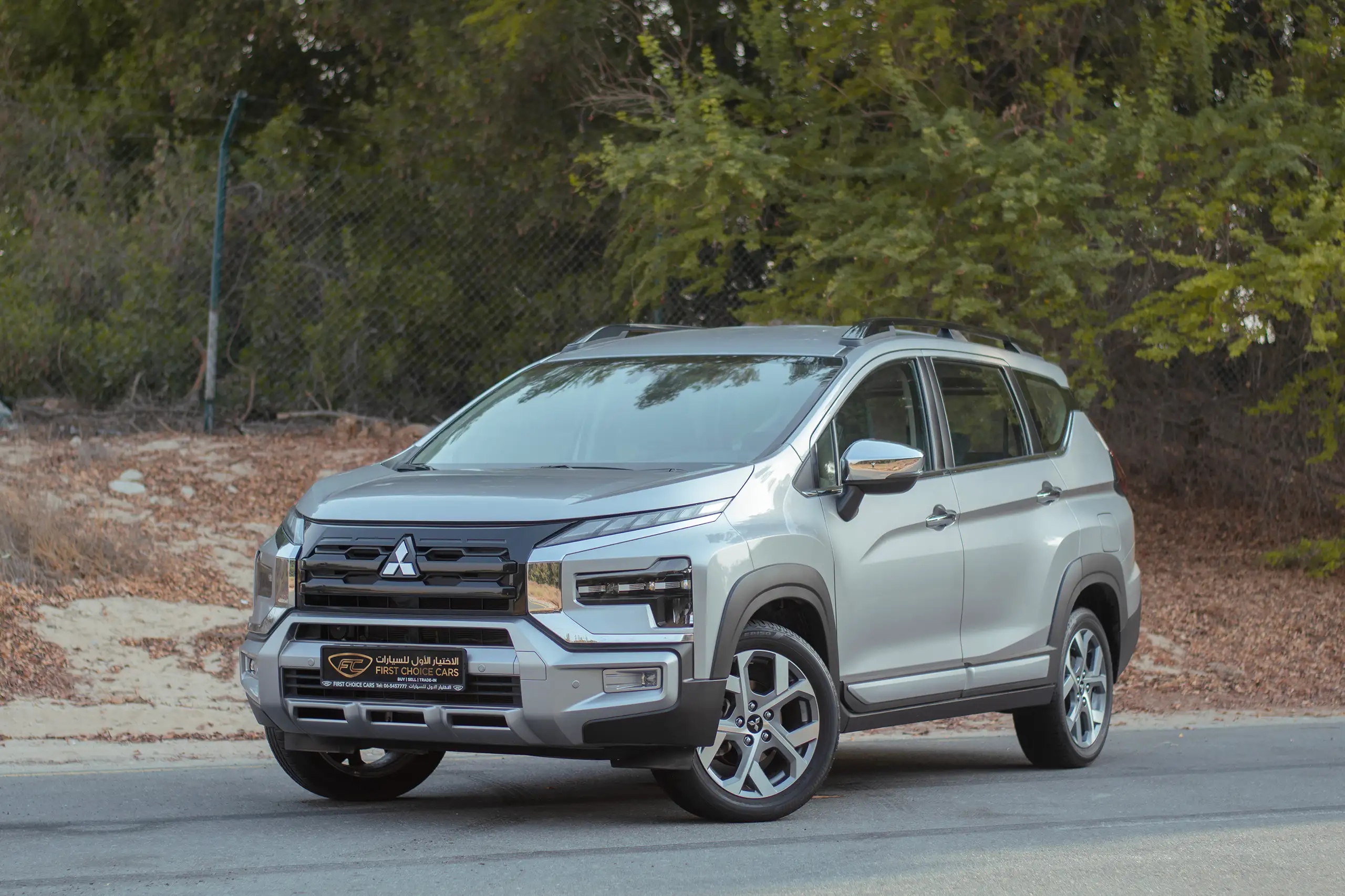 Used 2024 Mitsubishi Xpander Cross Premium Silver – Left Front Diagonal (45°) View at First Choice Cars Sharjah