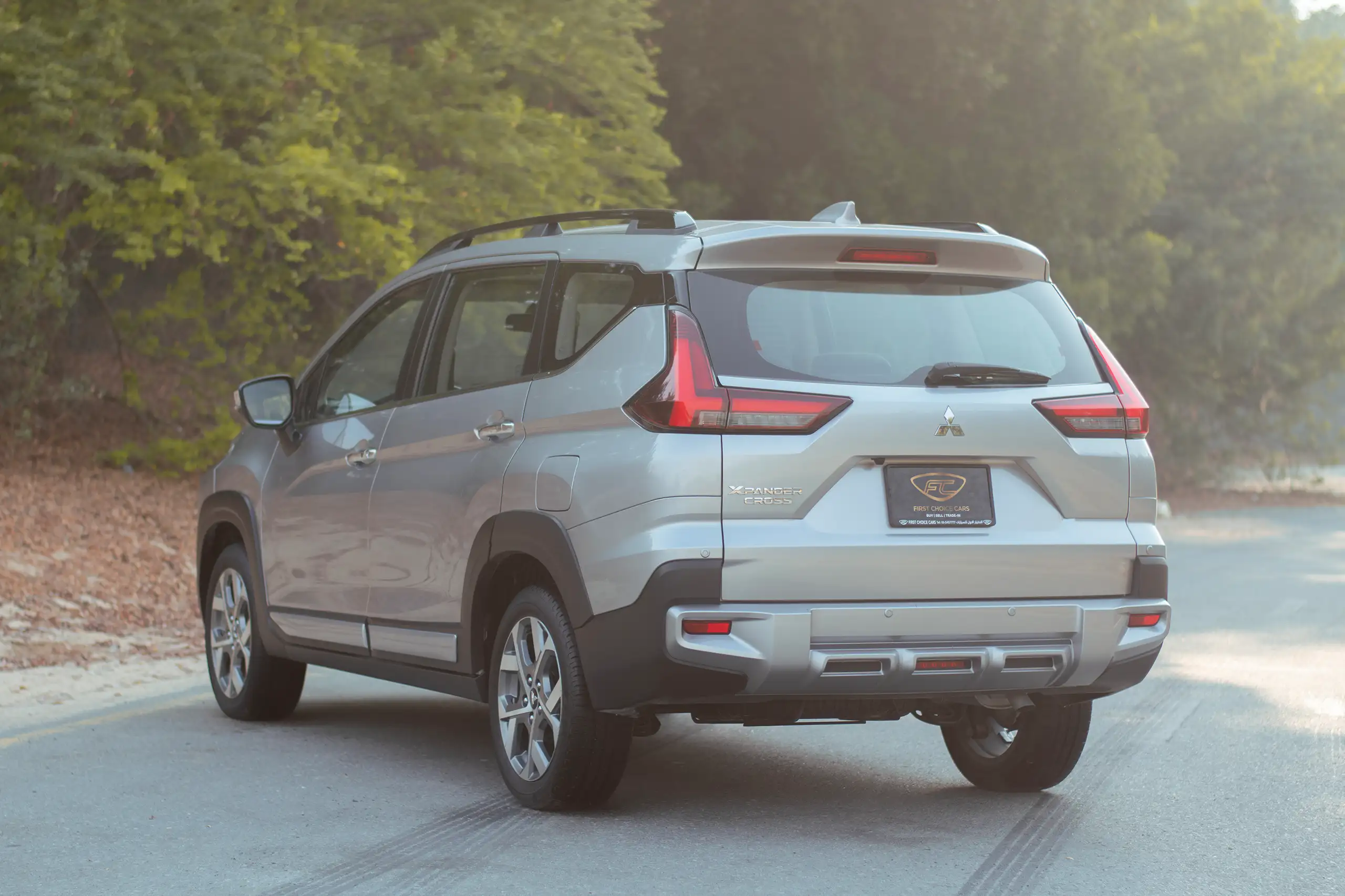 Used 2024 Mitsubishi Xpander Cross Premium Silver – Left Back Diagonal (45°) View at First Choice Cars Sharjah