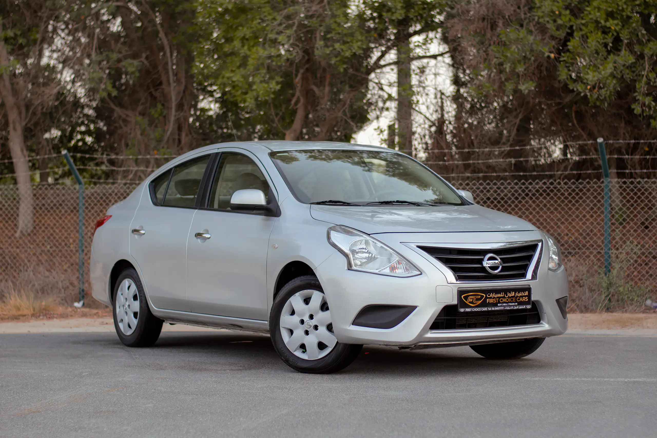 Used 2023 Nissan Sunny SV Silver – Right Front Diagonal (45°) View at First Choice Cars Sharjah