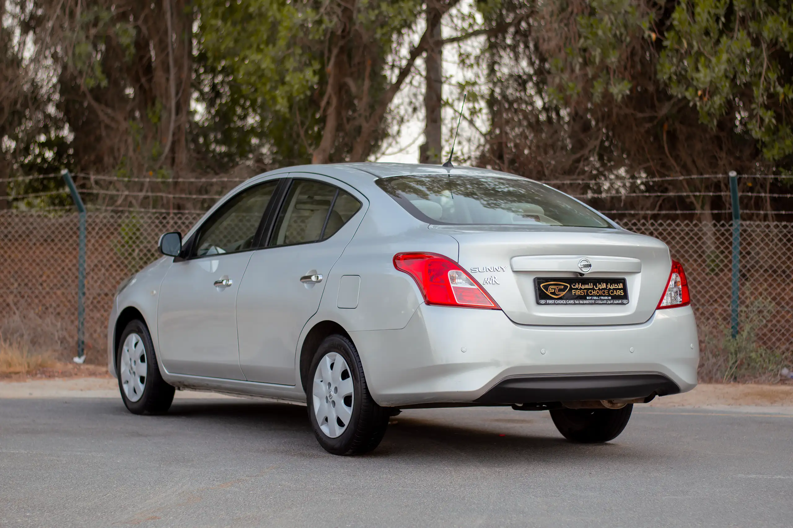 Used 2023 Nissan Sunny SV Silver – Left Back Diagonal (45°) View at First Choice Cars Sharjah