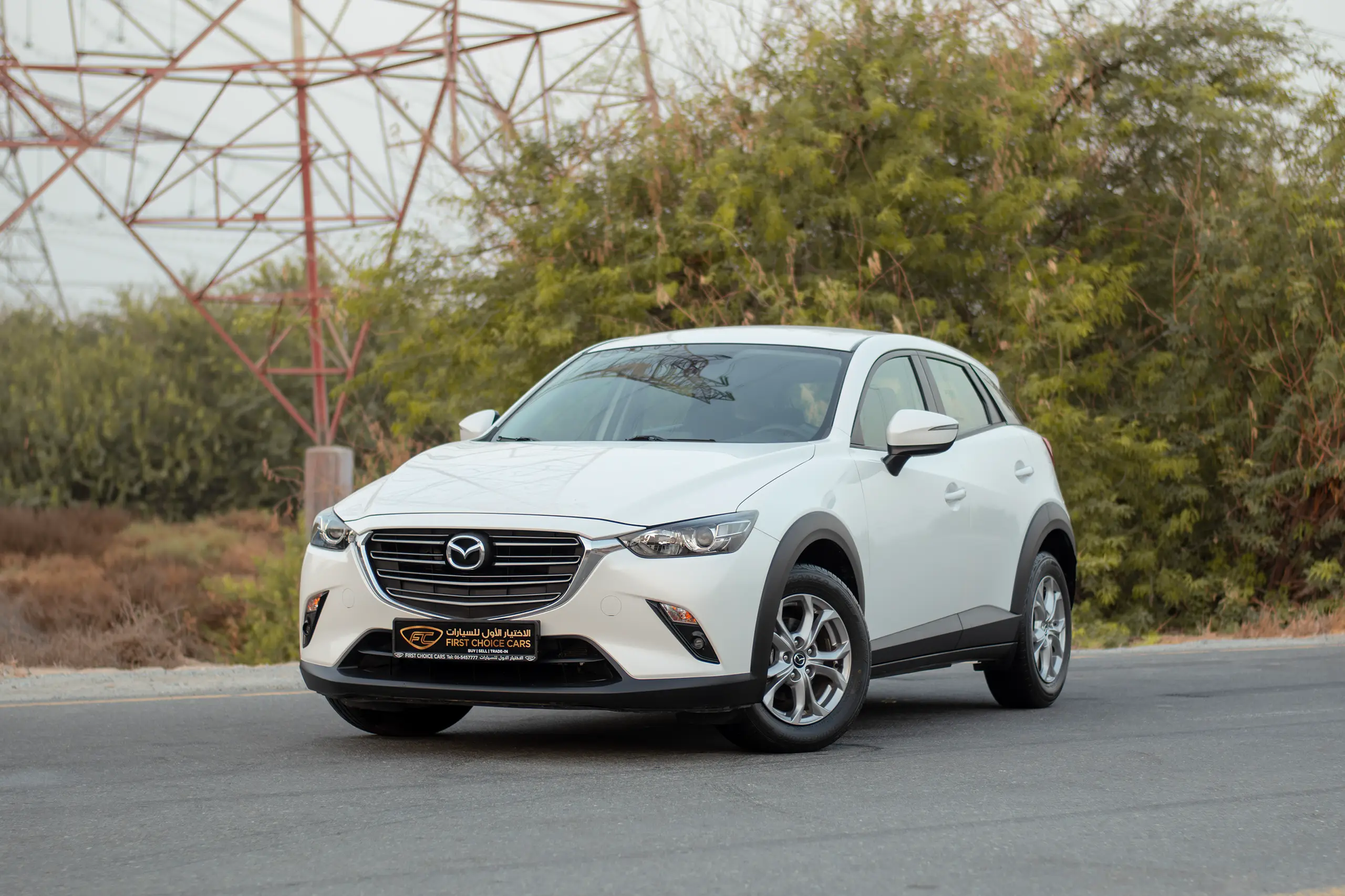 Used 2023 Mazda CX-3 Gs White – Left Front Diagonal (45°) View at First Choice Cars Sharjah