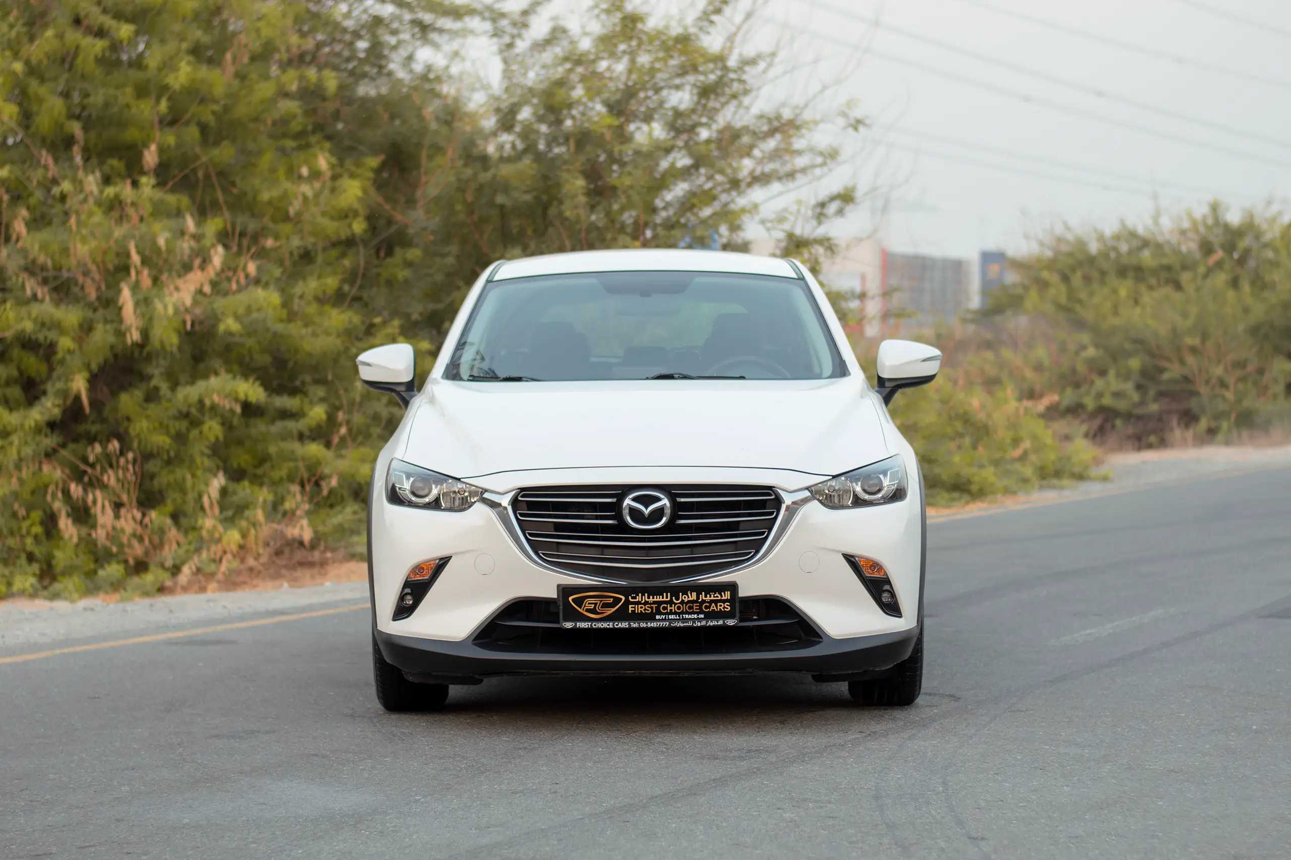 Used 2023 Mazda CX-3 Gs White – Front View at First Choice Cars Sharjah