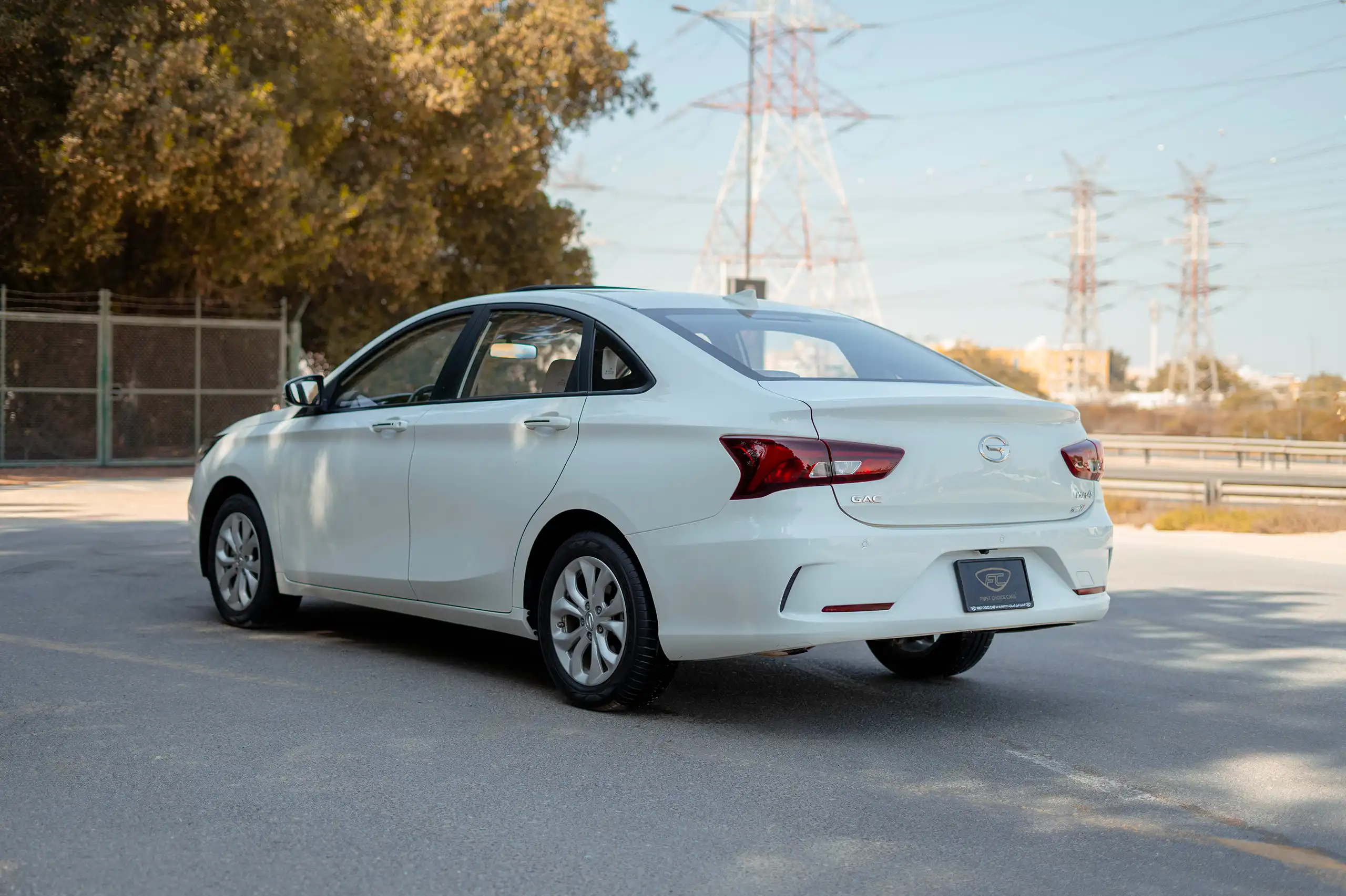 Used 2023 GAC GA4 GE White – Left Back Diagonal (45°) View at First Choice Cars Sharjah