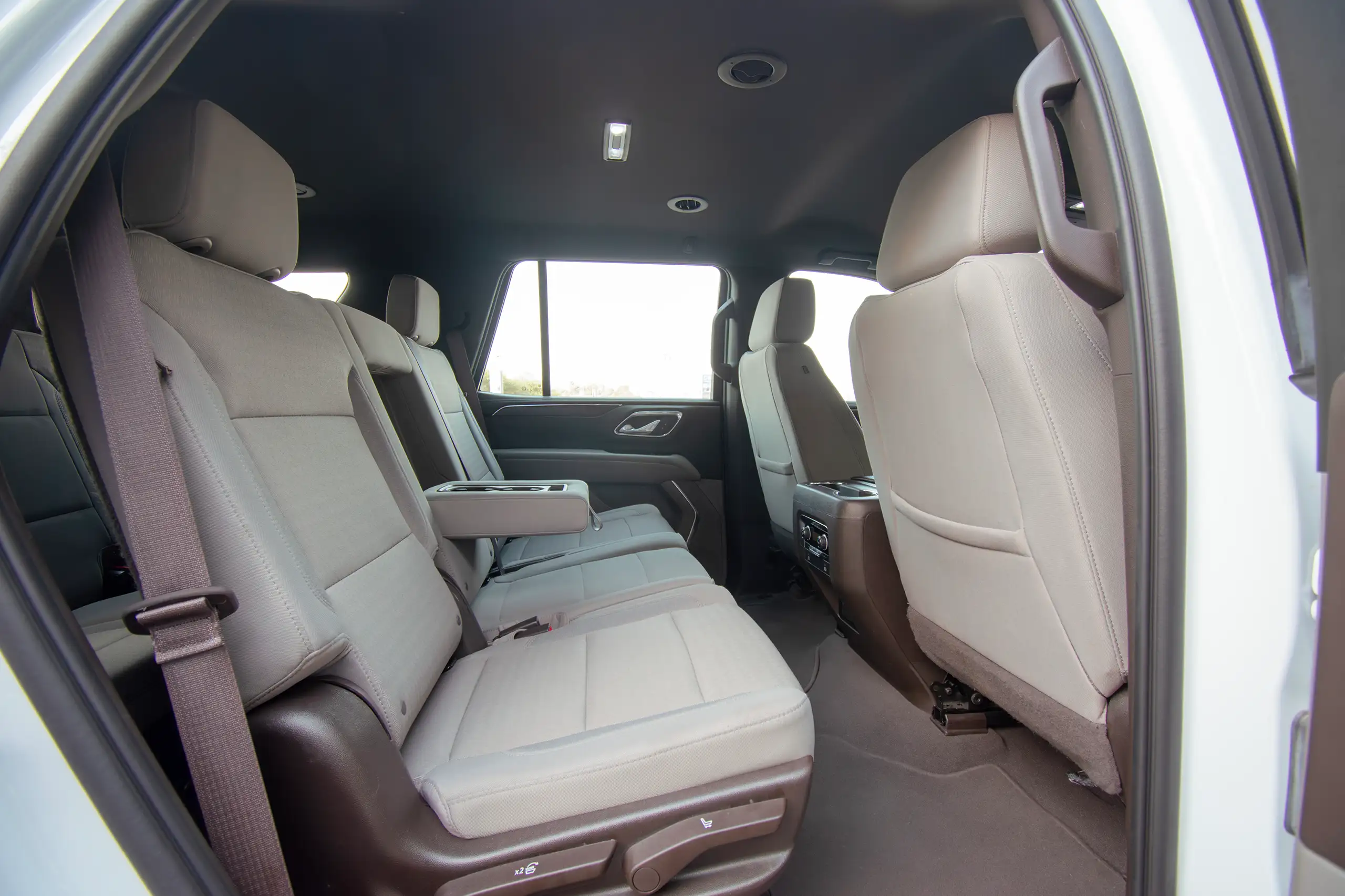 Used 2023 Chevrolet Tahoe LS White – Rear Passenger Side Cabin View at First Choice Cars Sharjah