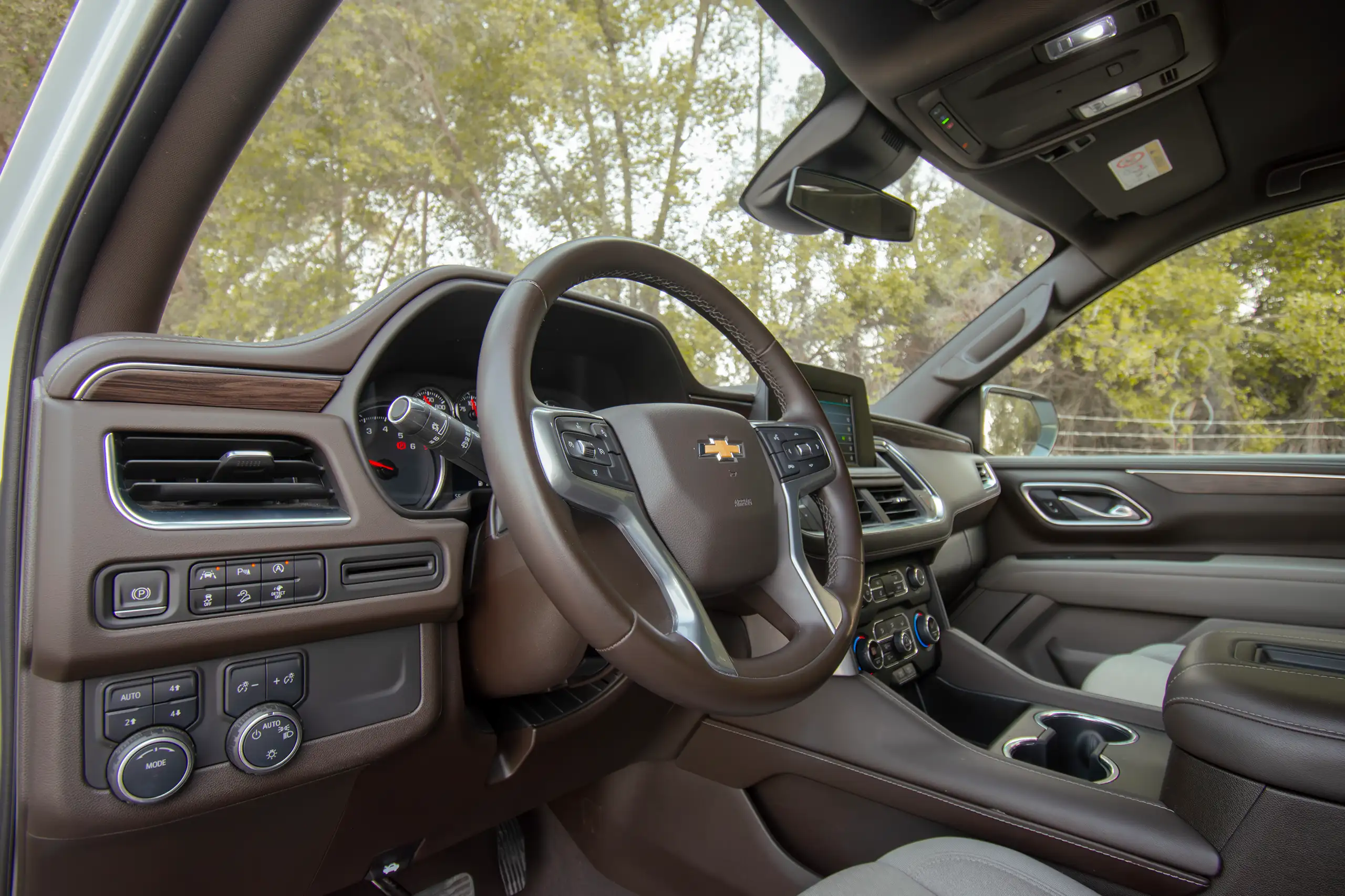 Used 2023 Chevrolet Tahoe LS White – Driver Side Dashboard & Steering View at First Choice Cars Sharjah