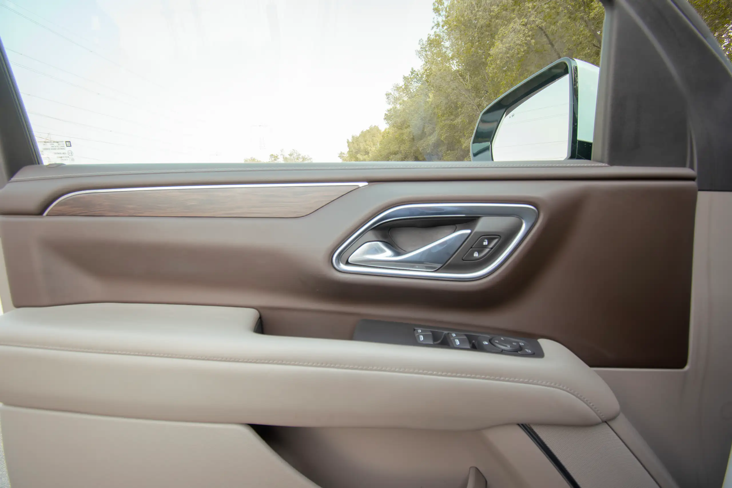 Used 2023 Chevrolet Tahoe LS White – Driver Door Panel Full View at First Choice Cars Sharjah