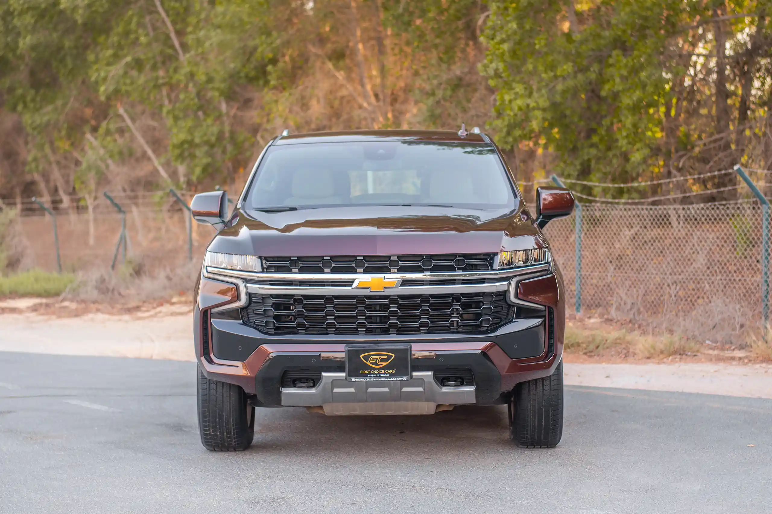 Used 2023 Chevrolet Tahoe LS Maroon – Front View at First Choice Cars Sharjah