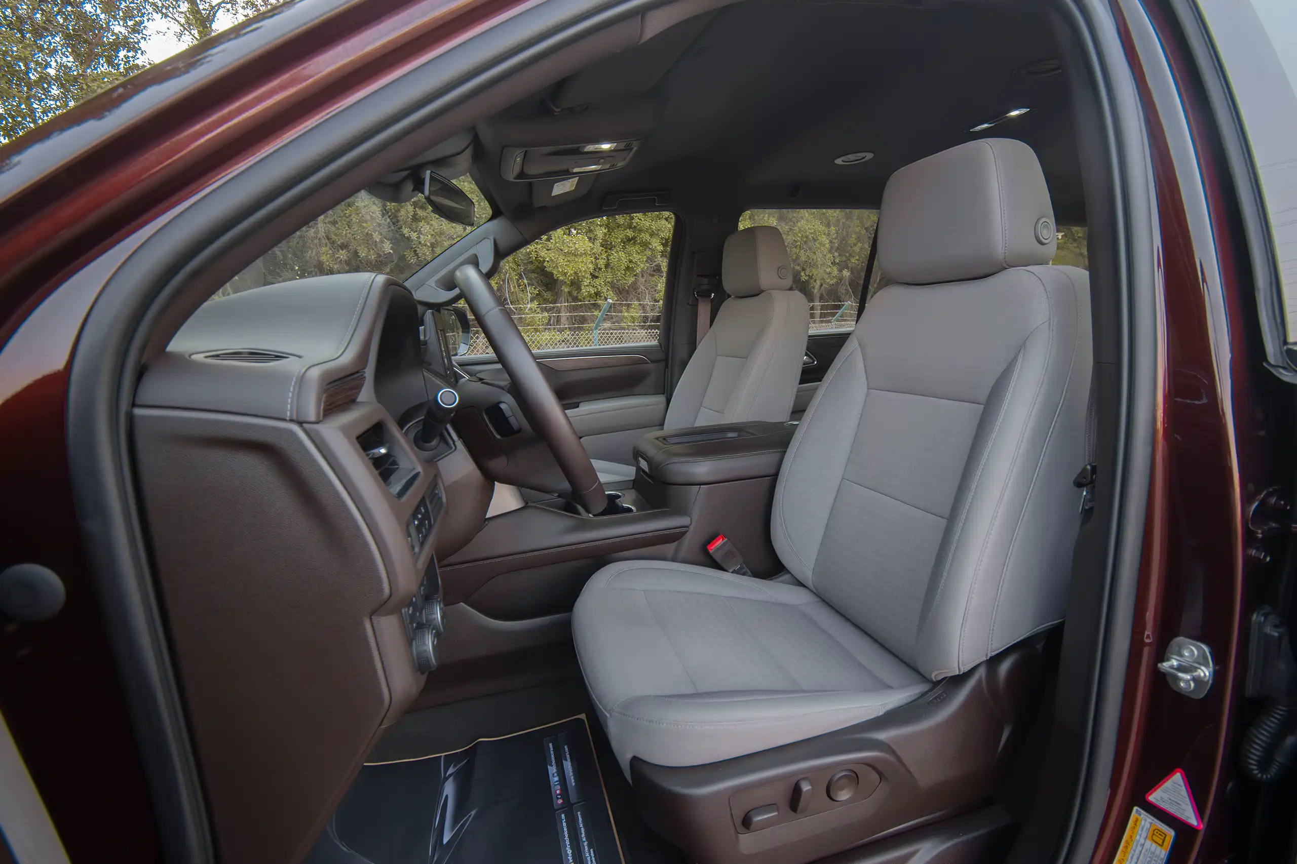 Used 2023 Chevrolet Tahoe LS Maroon – Front Driver Side Cabin View at First Choice Cars Sharjah