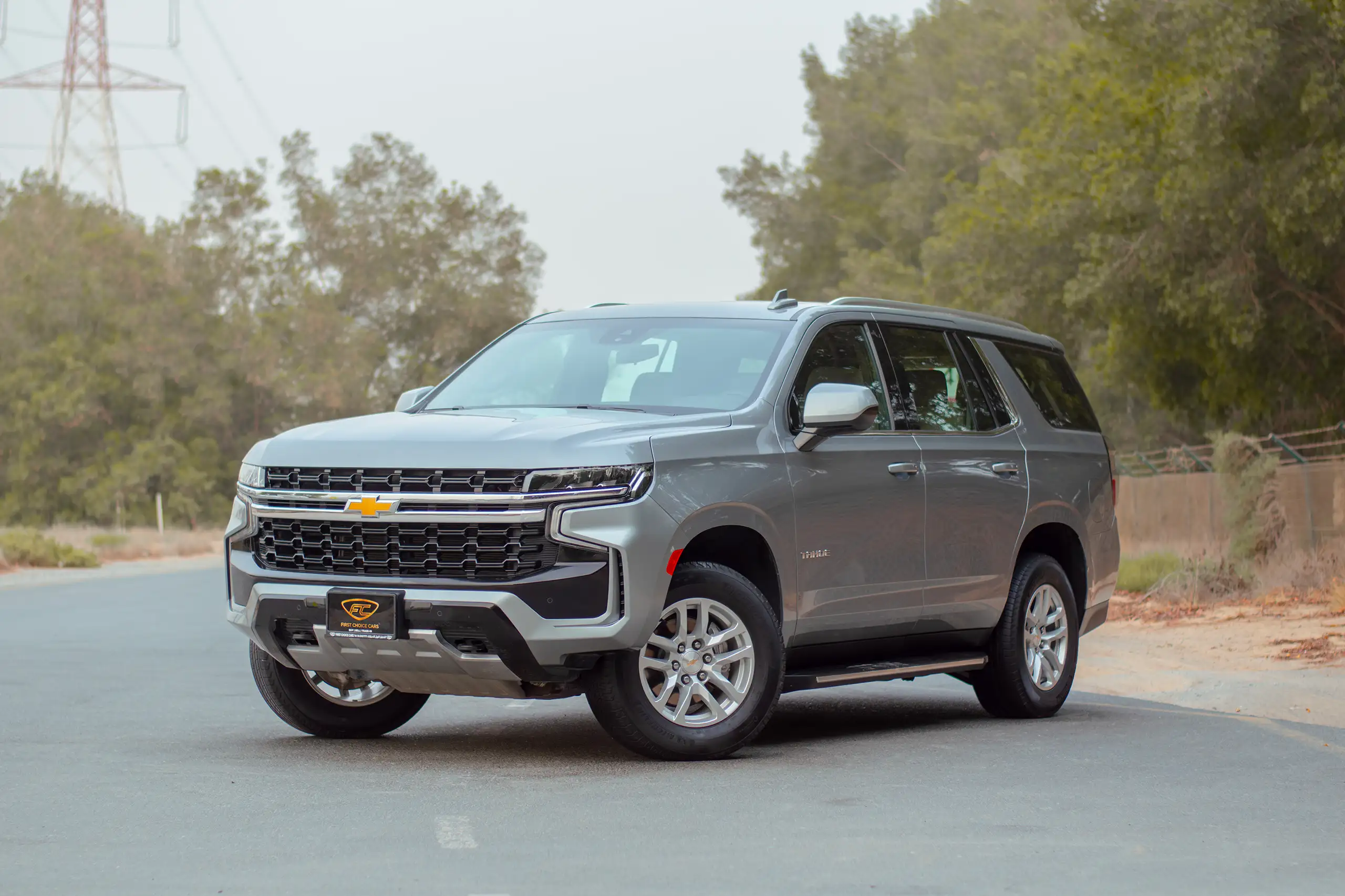 Used 2023 Chevrolet Tahoe LS Grey – Left Front Diagonal (45°) View at First Choice Cars Sharjah