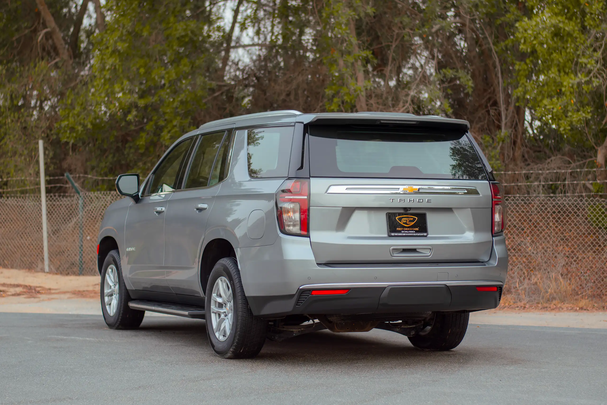 Used 2023 Chevrolet Tahoe LS Grey – Left Back Diagonal (45°) View at First Choice Cars Sharjah