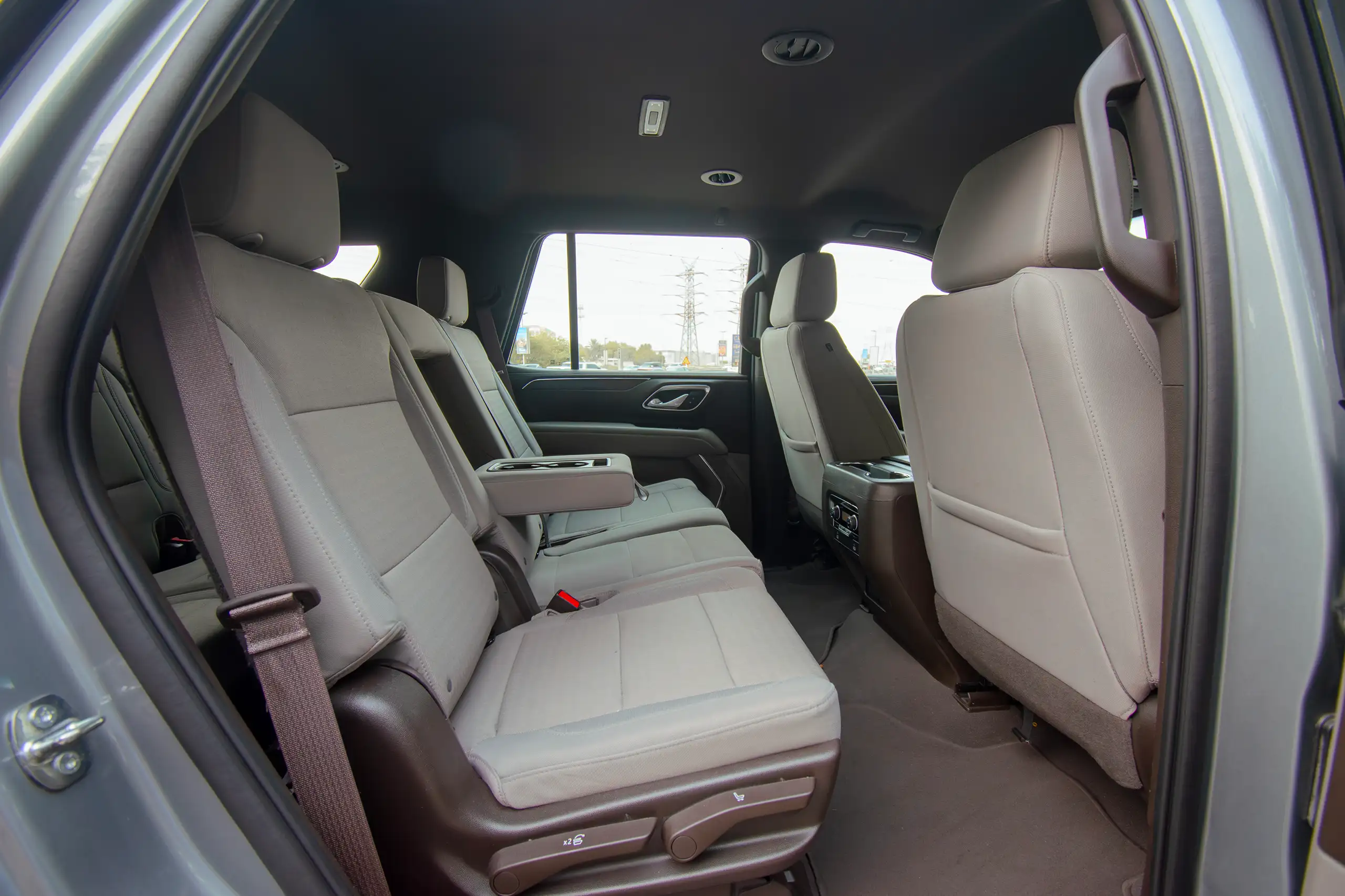 Used 2023 Chevrolet Tahoe LS Grey – Rear Passenger Side Cabin View at First Choice Cars Sharjah