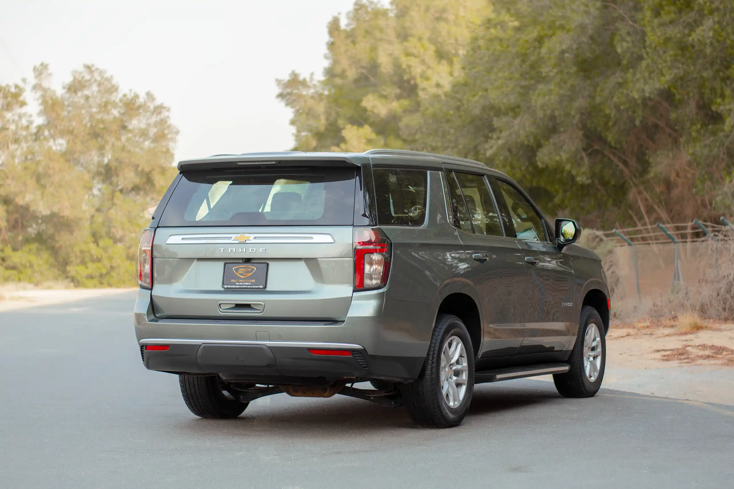 Used 2023 Chevrolet Tahoe LS Green – Right Back Diagonal (45°) View at First Choice Cars Sharjah