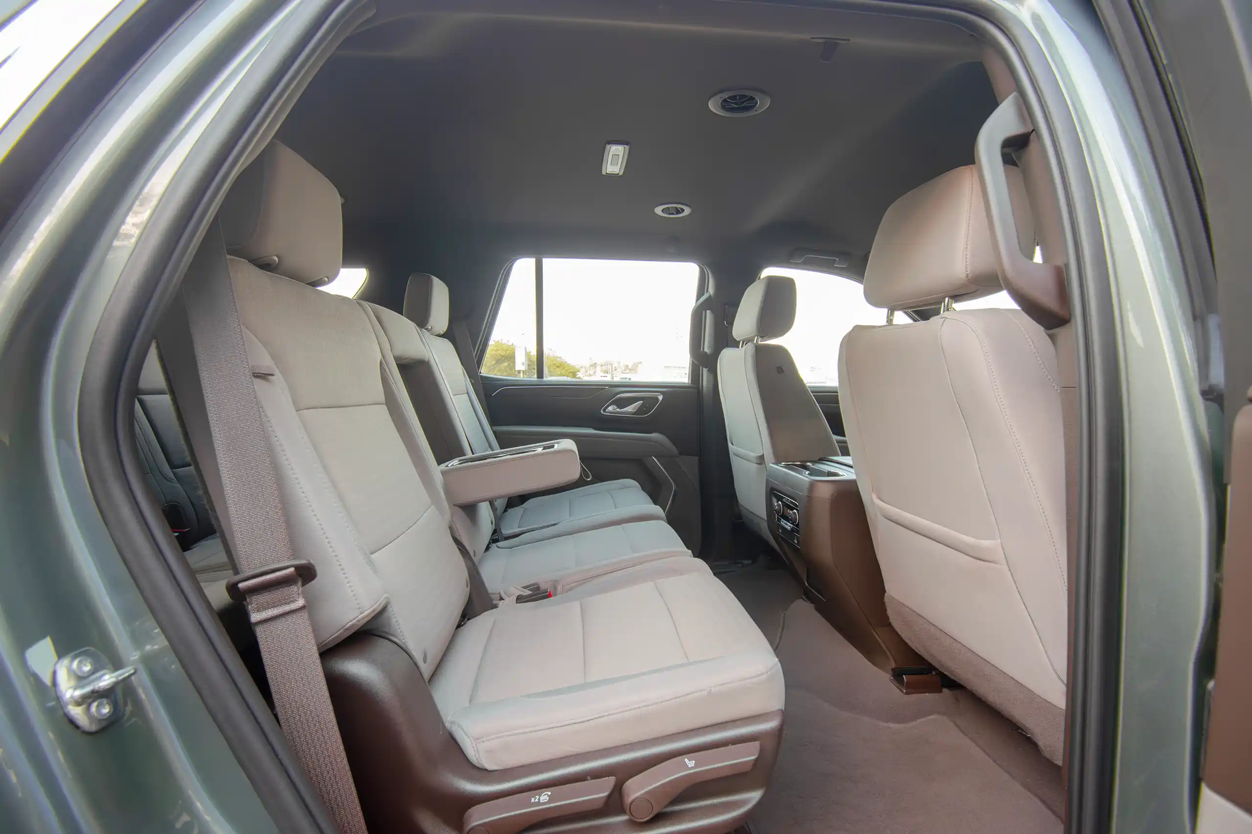 Used 2023 Chevrolet Tahoe LS Green – Rear Passenger Side Cabin View at First Choice Cars Sharjah