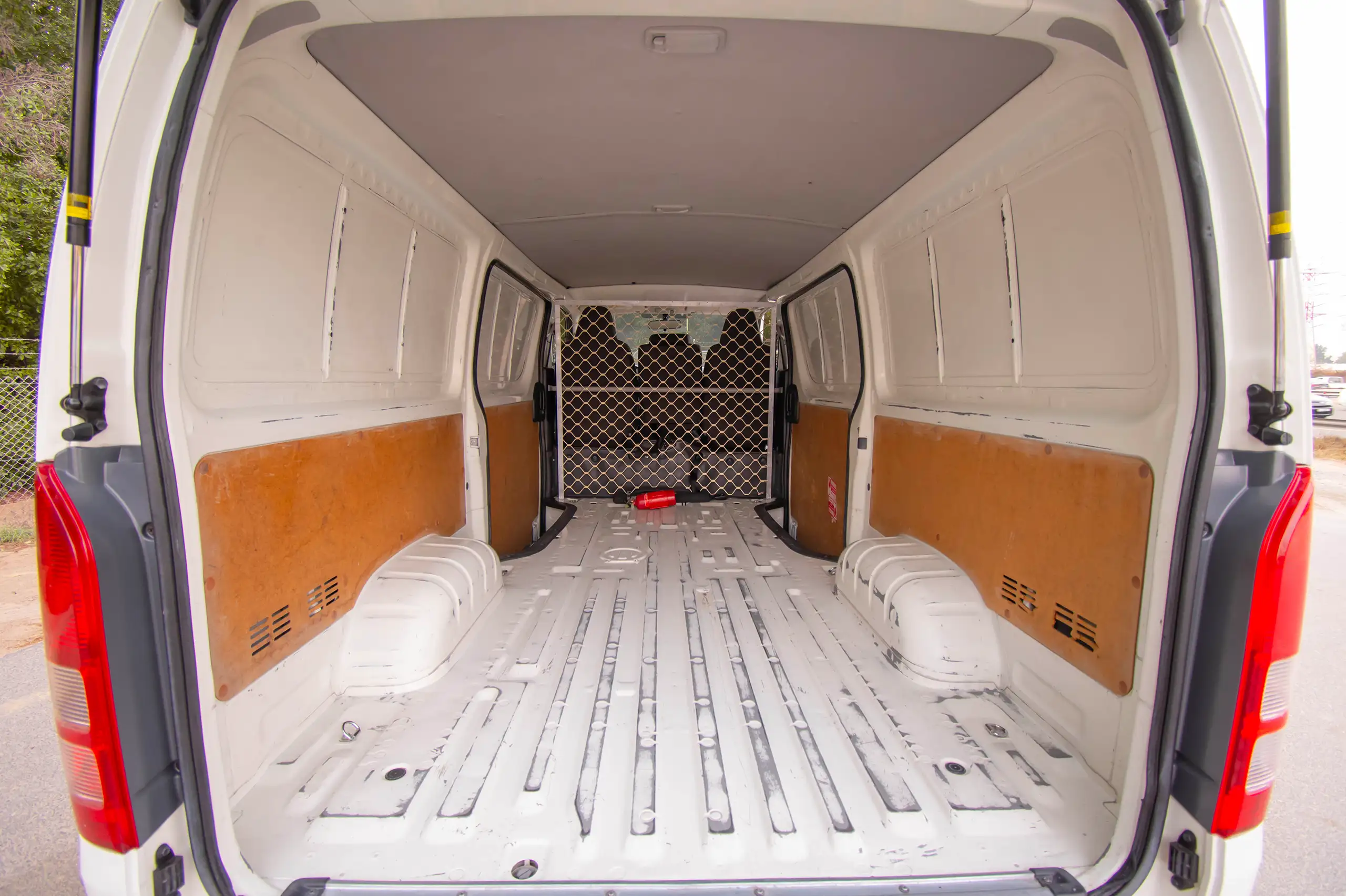 Used 2022 Toyota Hiace GL Standard Roof White – Delivery Box Rear Opening View at First Choice Cars Sharjah