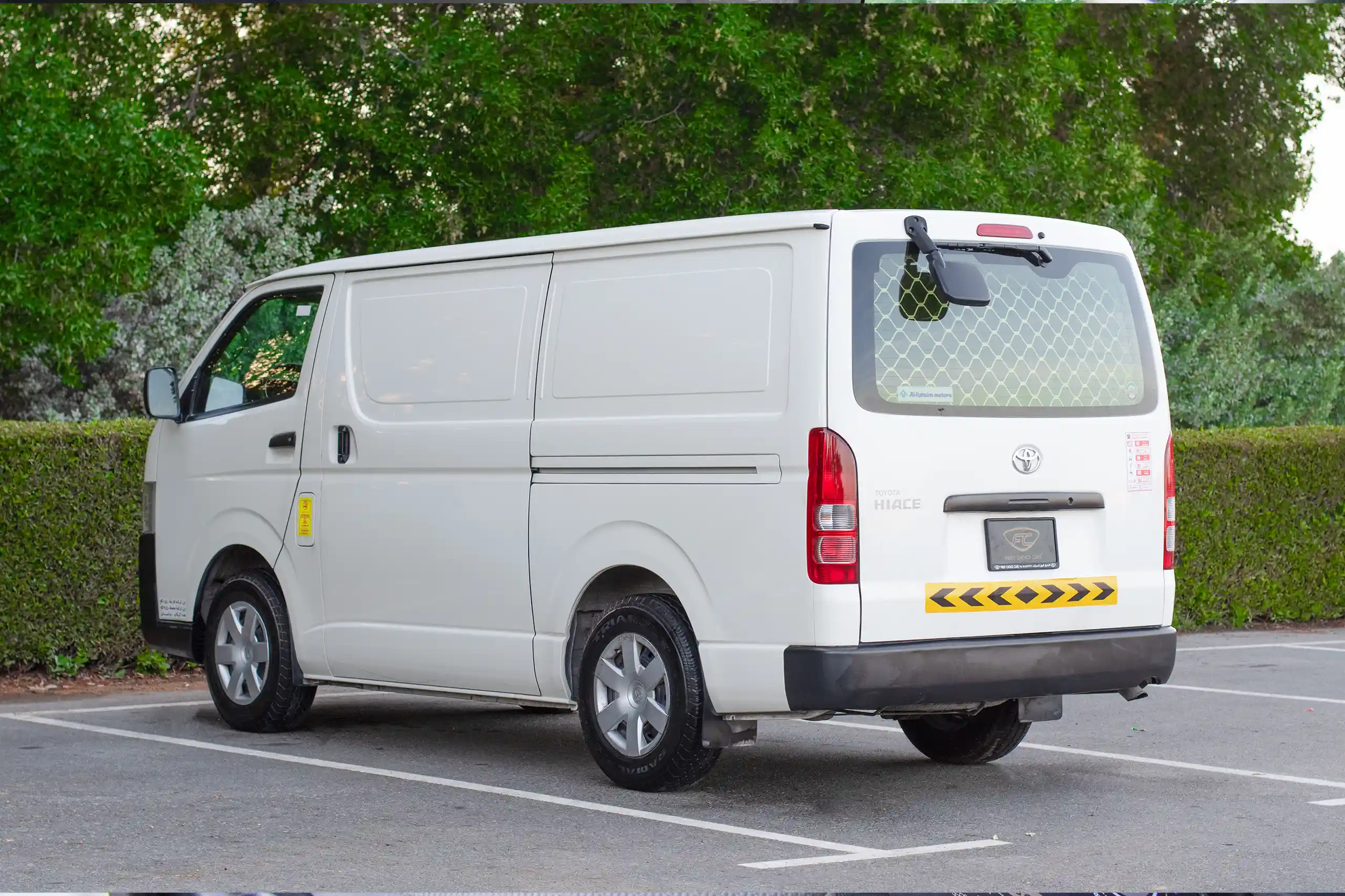 Used 2022 Toyota Hiace GL Standard Roof White – Left Back Diagonal (45°) View at First Choice Cars Sharjah