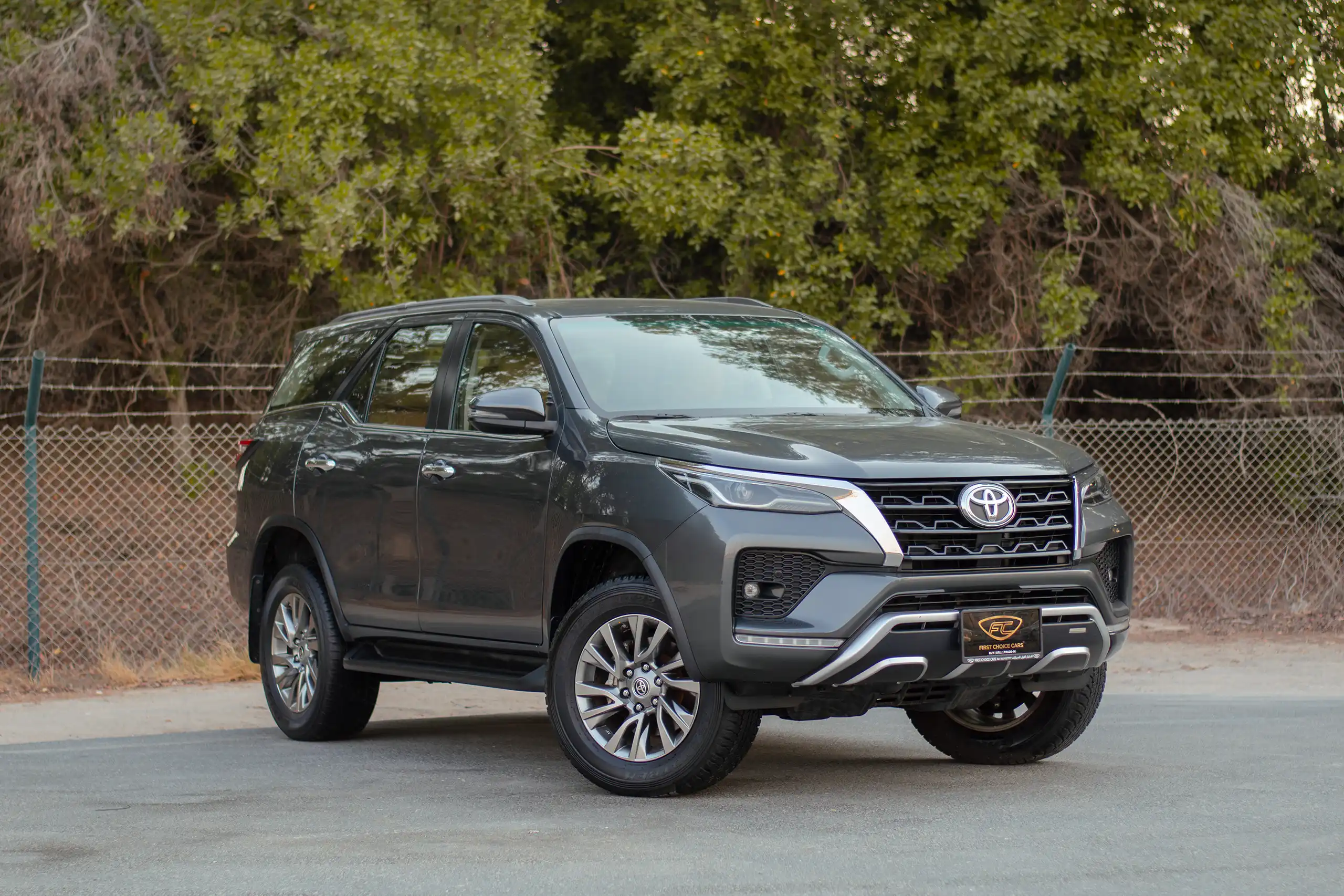 Used 2022 Toyota Fortuner VXR Grey – Right Front Diagonal (45°) View at First Choice Cars Sharjah