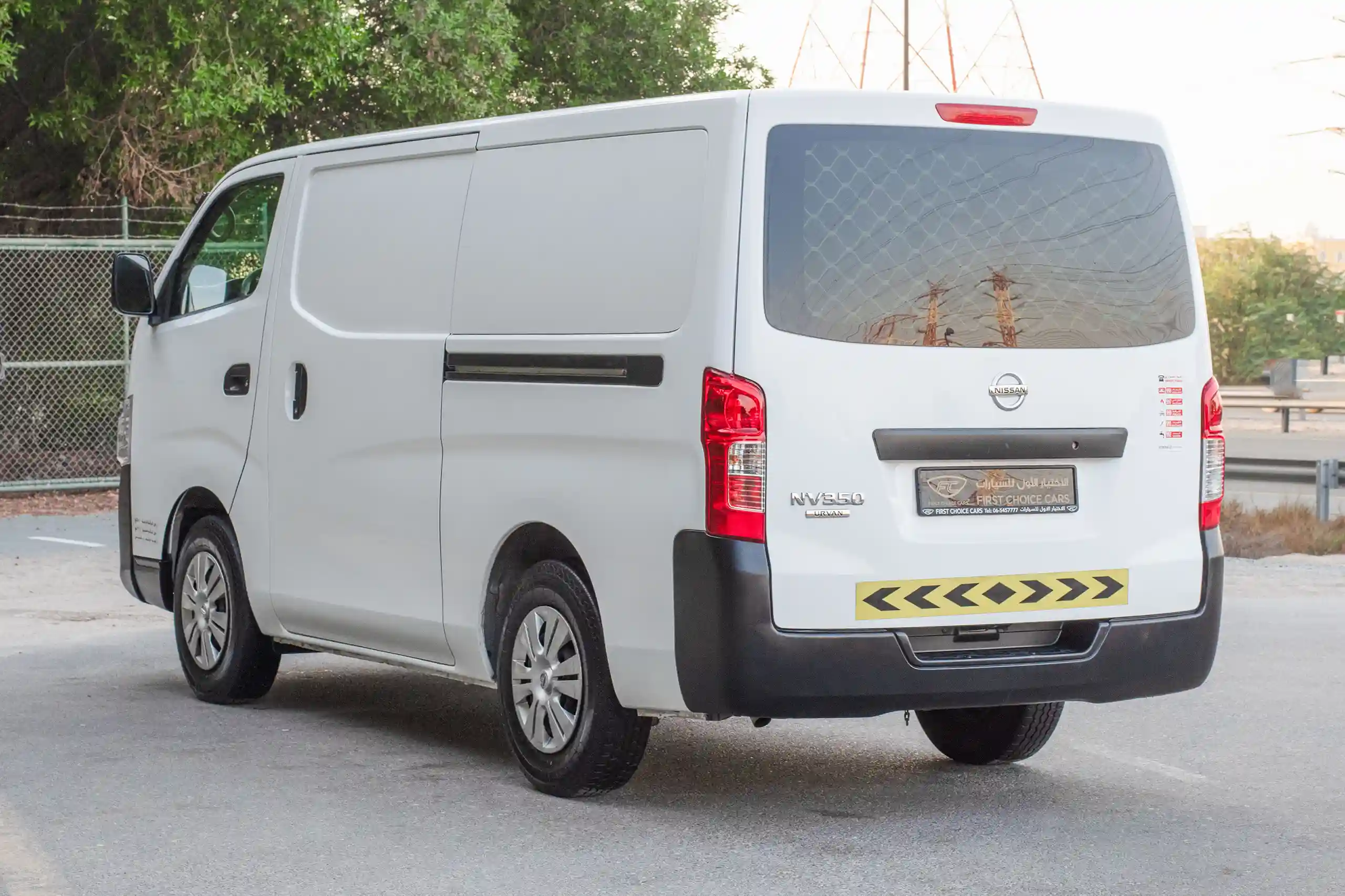 Used 2022 Nissan Urvan Standard Roof White – Left Back Diagonal (45°) View at First Choice Cars Sharjah