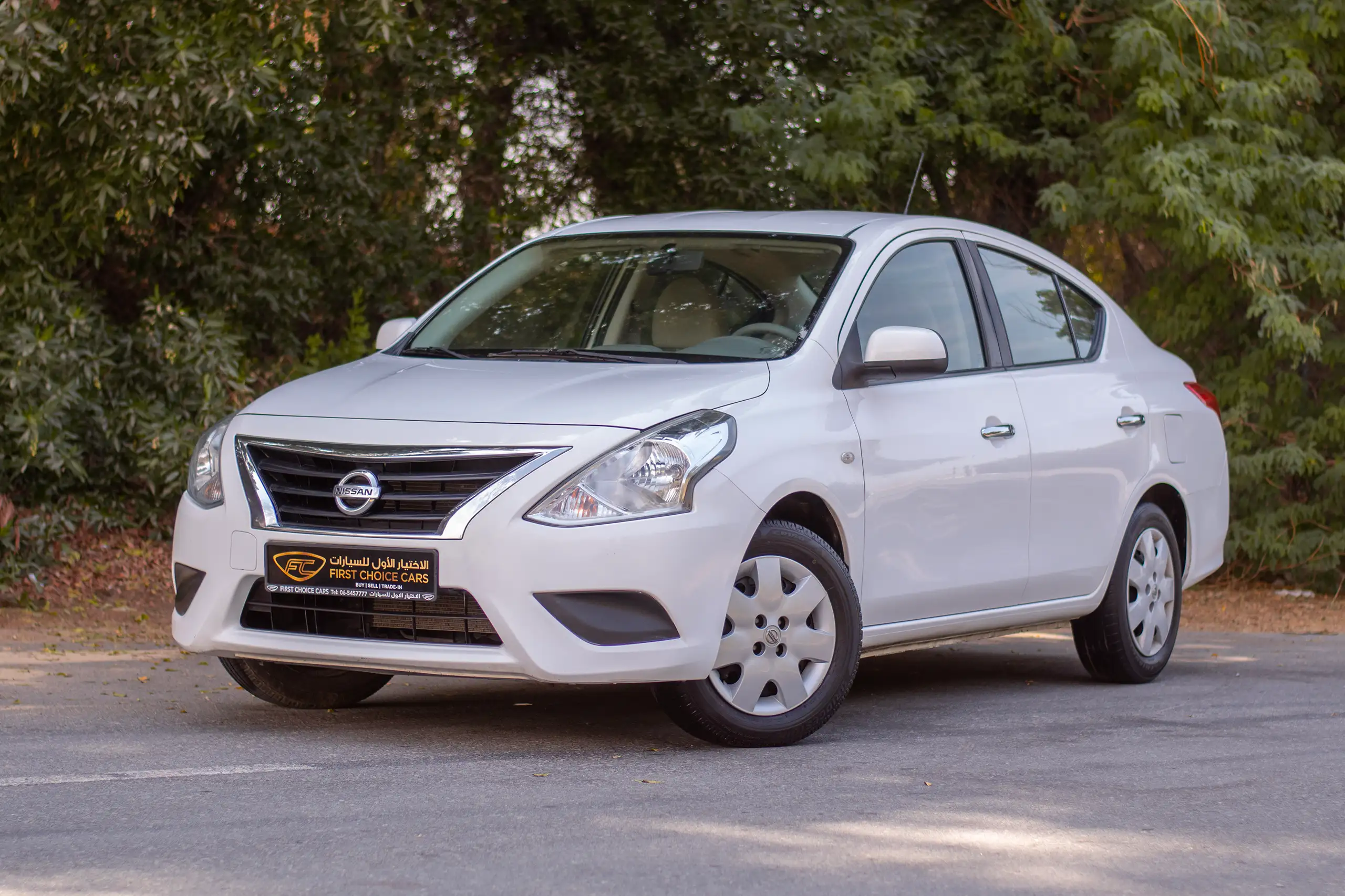 Used 2022 Nissan Sunny SV White – Left Front Diagonal (45°) View at First Choice Cars Sharjah