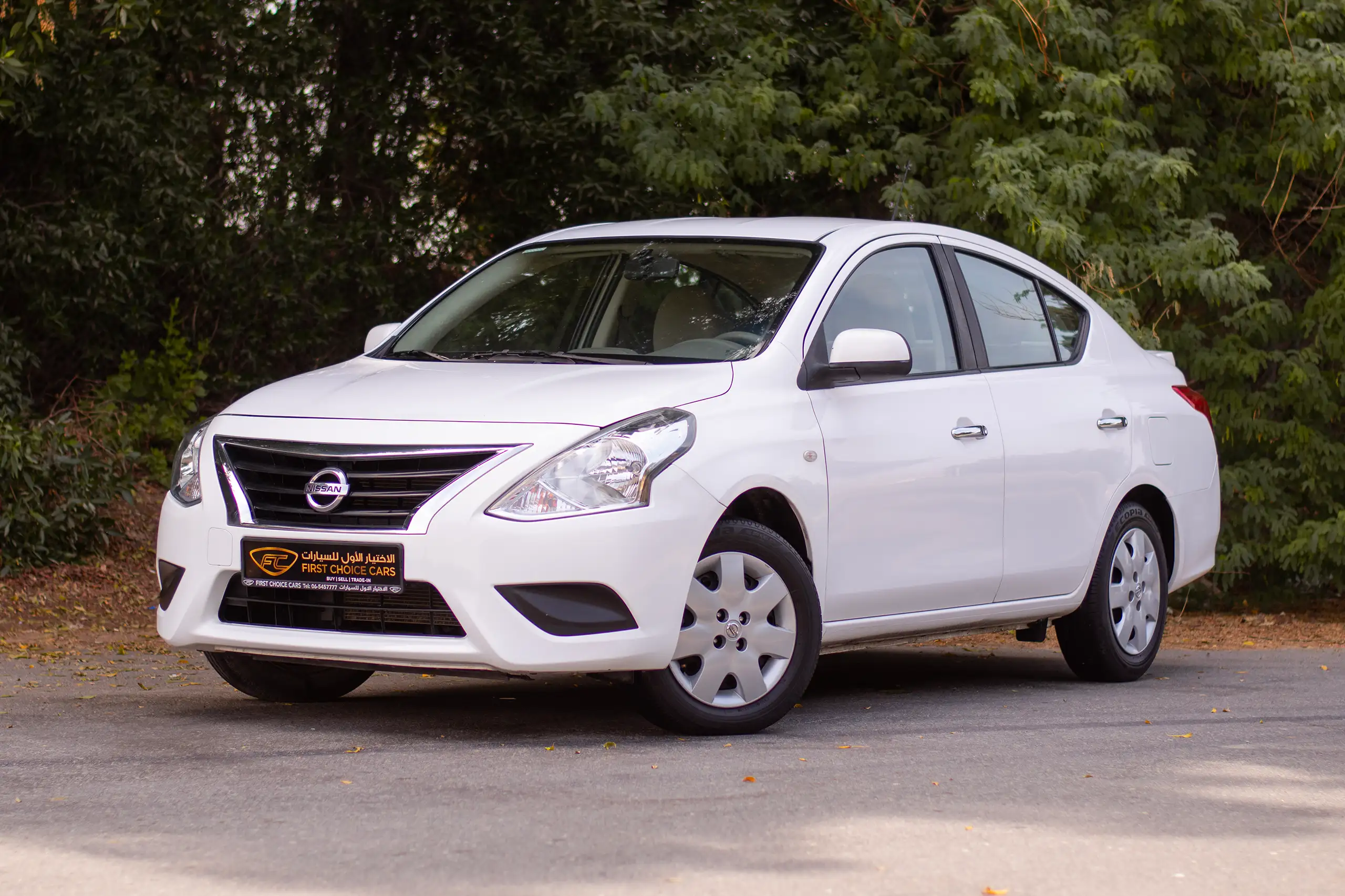 Used 2022 Nissan Sunny SV White – Left Front Diagonal (45°) View at First Choice Cars Sharjah