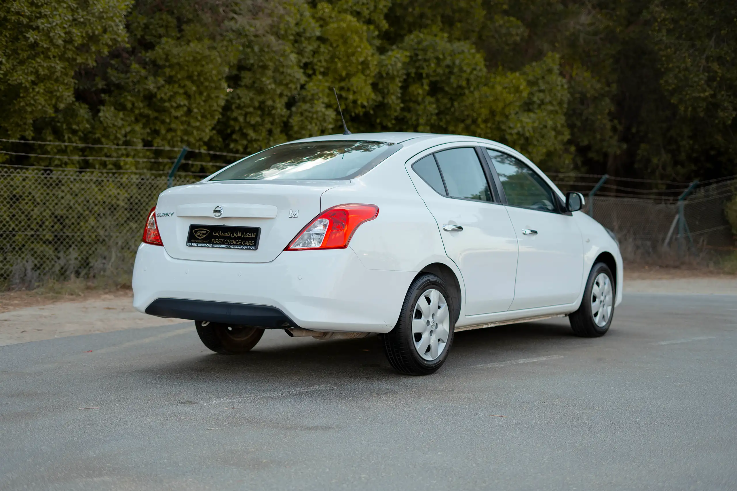 Used 2022 Nissan Sunny SV in White – Right Back Diagonal (45°) View for Sale at First Choice Cars Dubai Sharjah