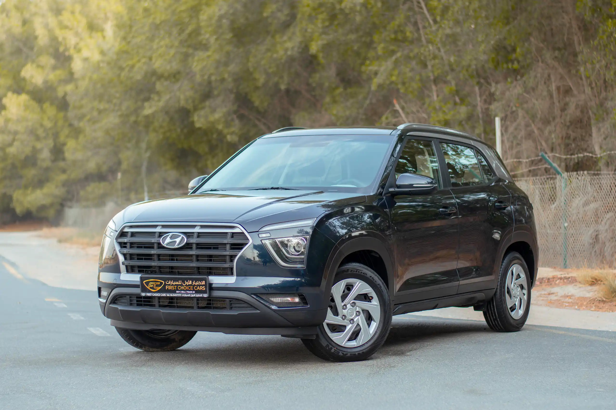 Used 2022 Hyundai Creta Smart Blue – Left Front Diagonal (45°) View at First Choice Cars Sharjah