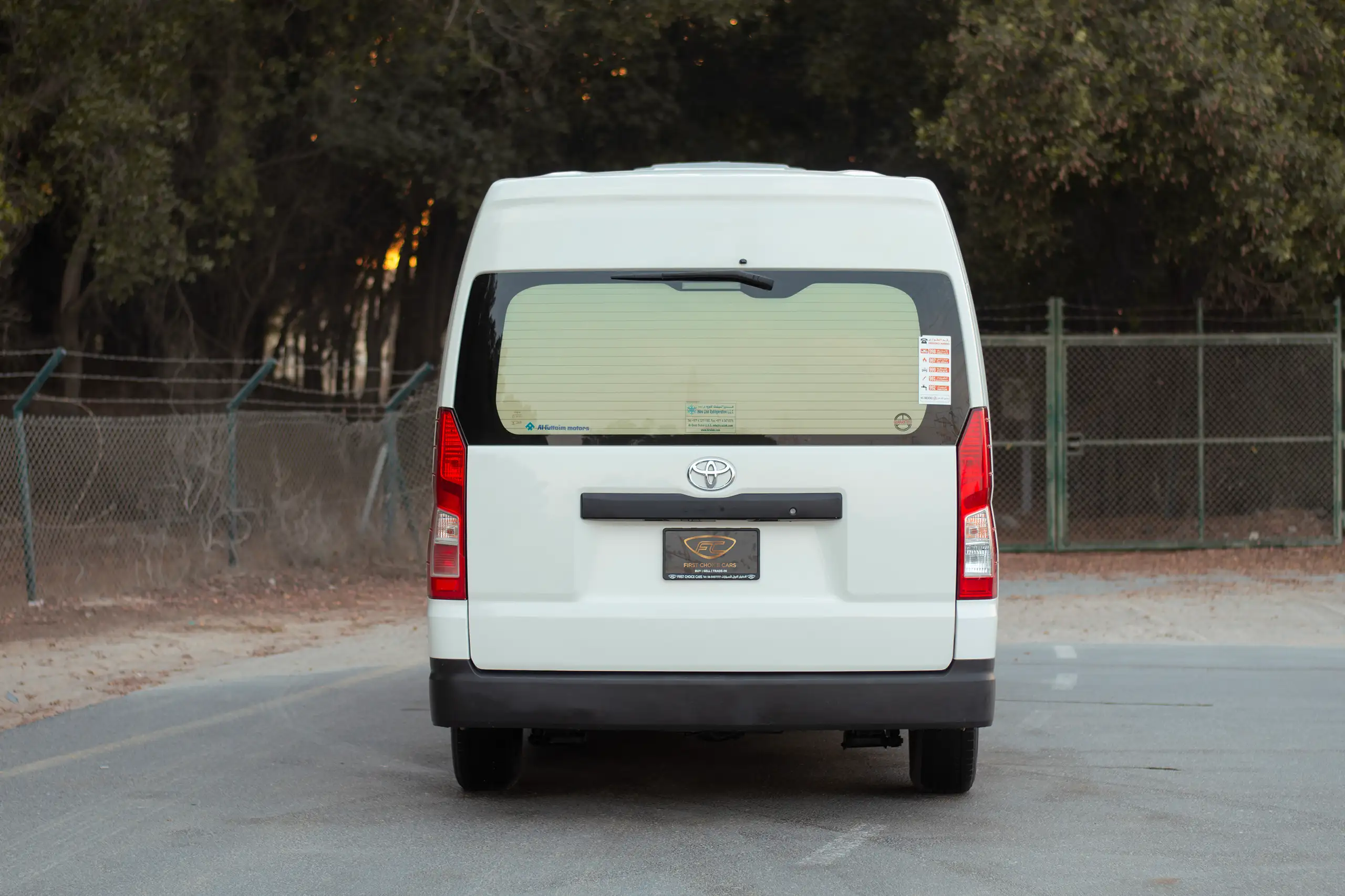 Used 2021 Toyota Hiace GL High Roof White – Back/Rear View at First Choice Cars Sharjah