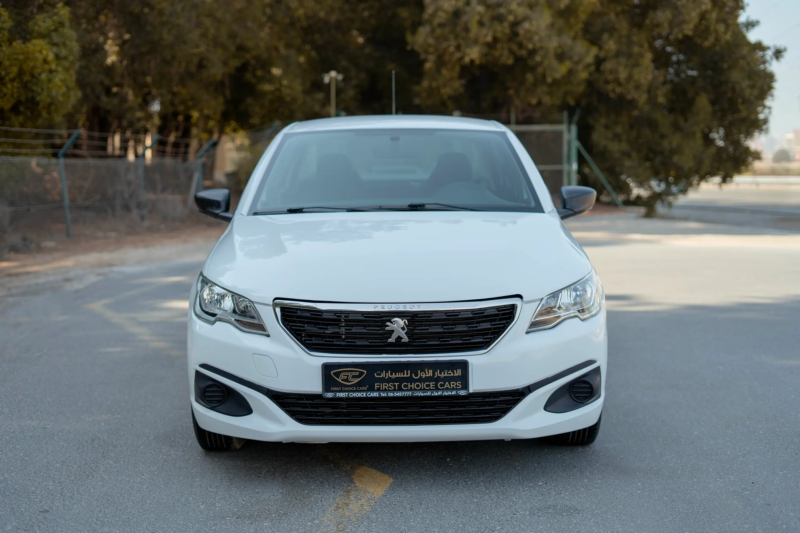 Used 2021 Peugeot 301 Allure in White – Front View for Sale at First Choice Cars Dubai Sharjah