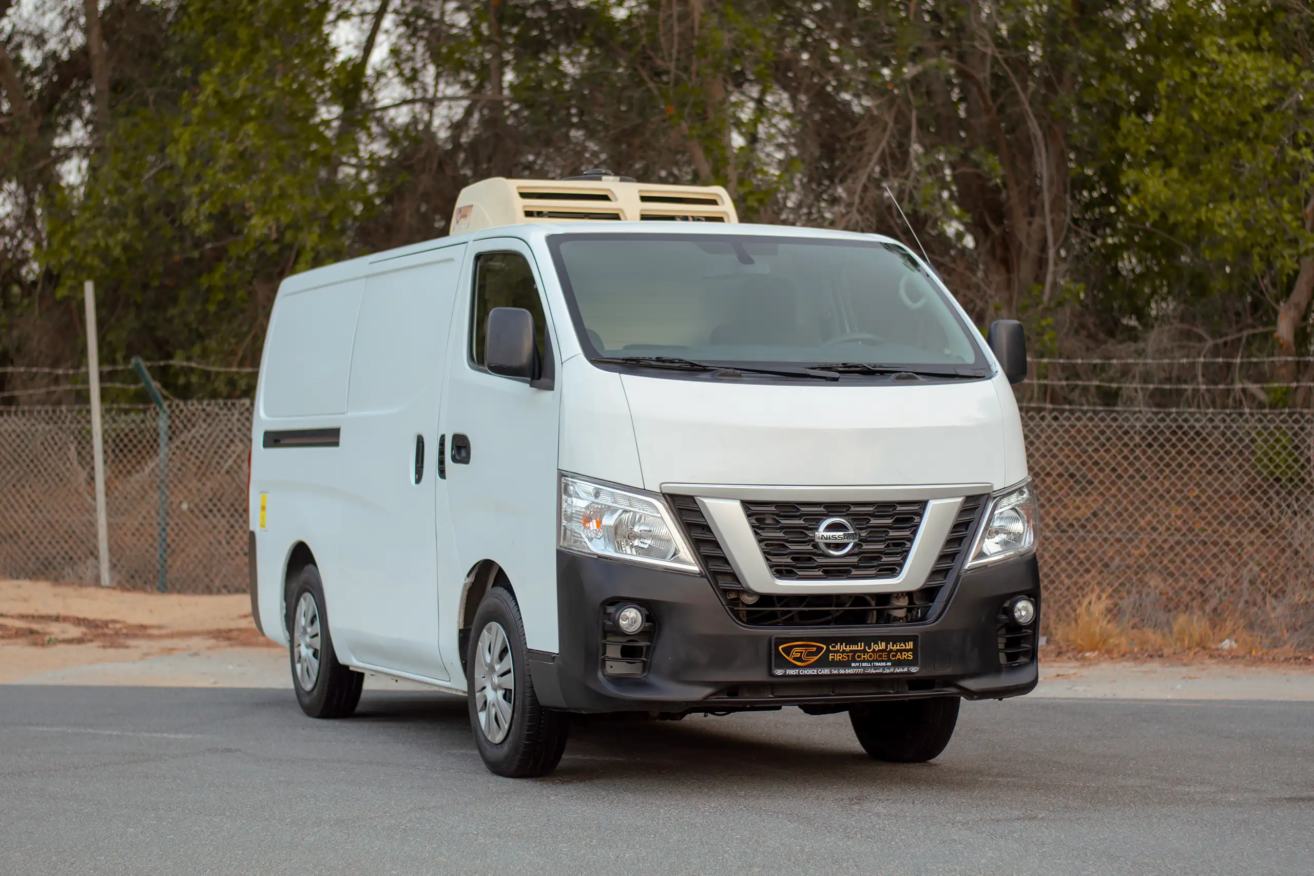 Used 2021 Nissan Urvan Standard Roof White – Right Front Diagonal (45°) View at First Choice Cars Sharjah