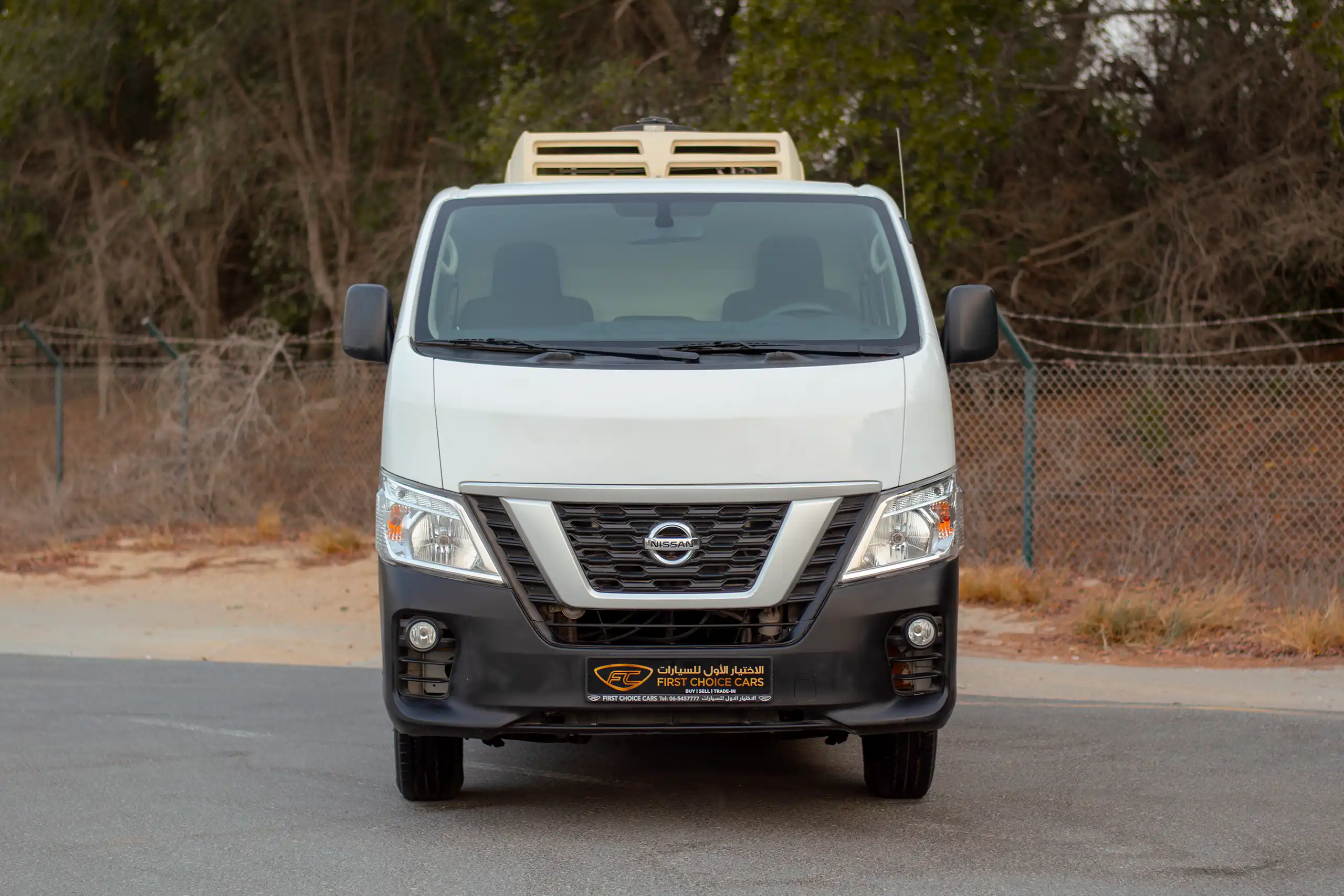 Used 2021 Nissan Urvan Standard Roof White – Front View at First Choice Cars Sharjah