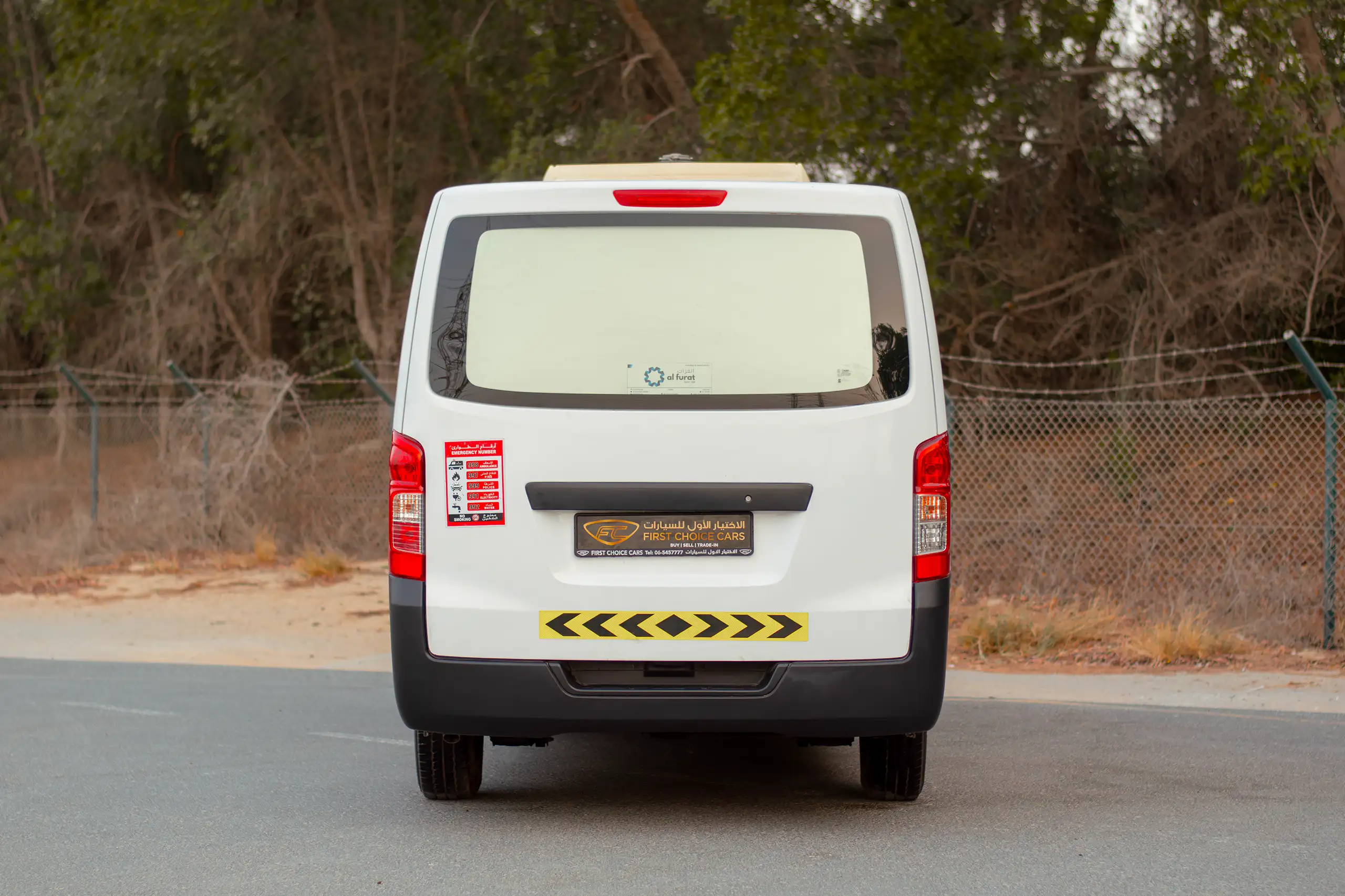 Used 2021 Nissan Urvan Standard Roof White – Back/Rear View at First Choice Cars Sharjah