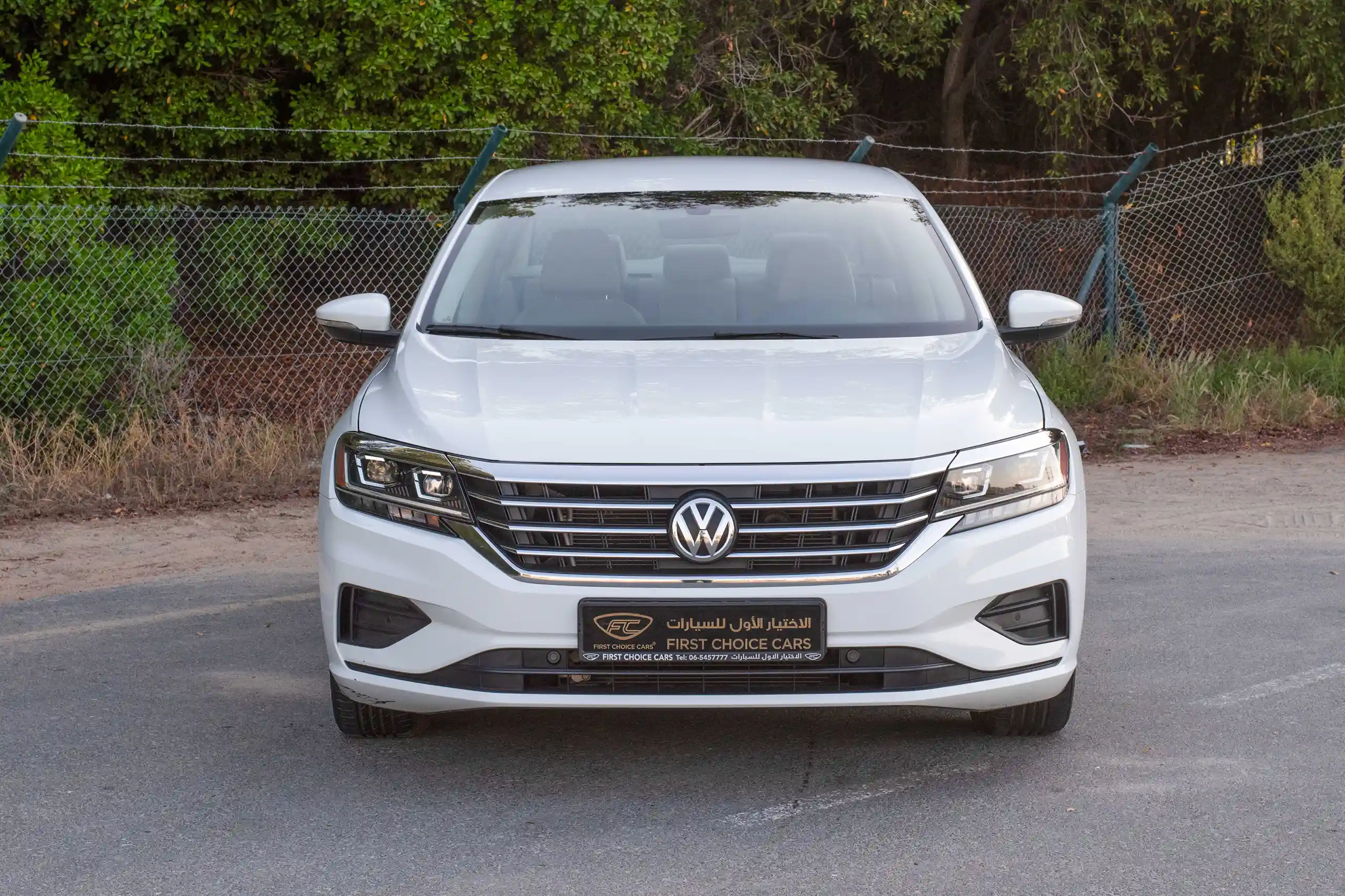Used 2020 Volkswagen Passat Trendline in White – Front View for Sale at First Choice Cars Dubai Sharjah