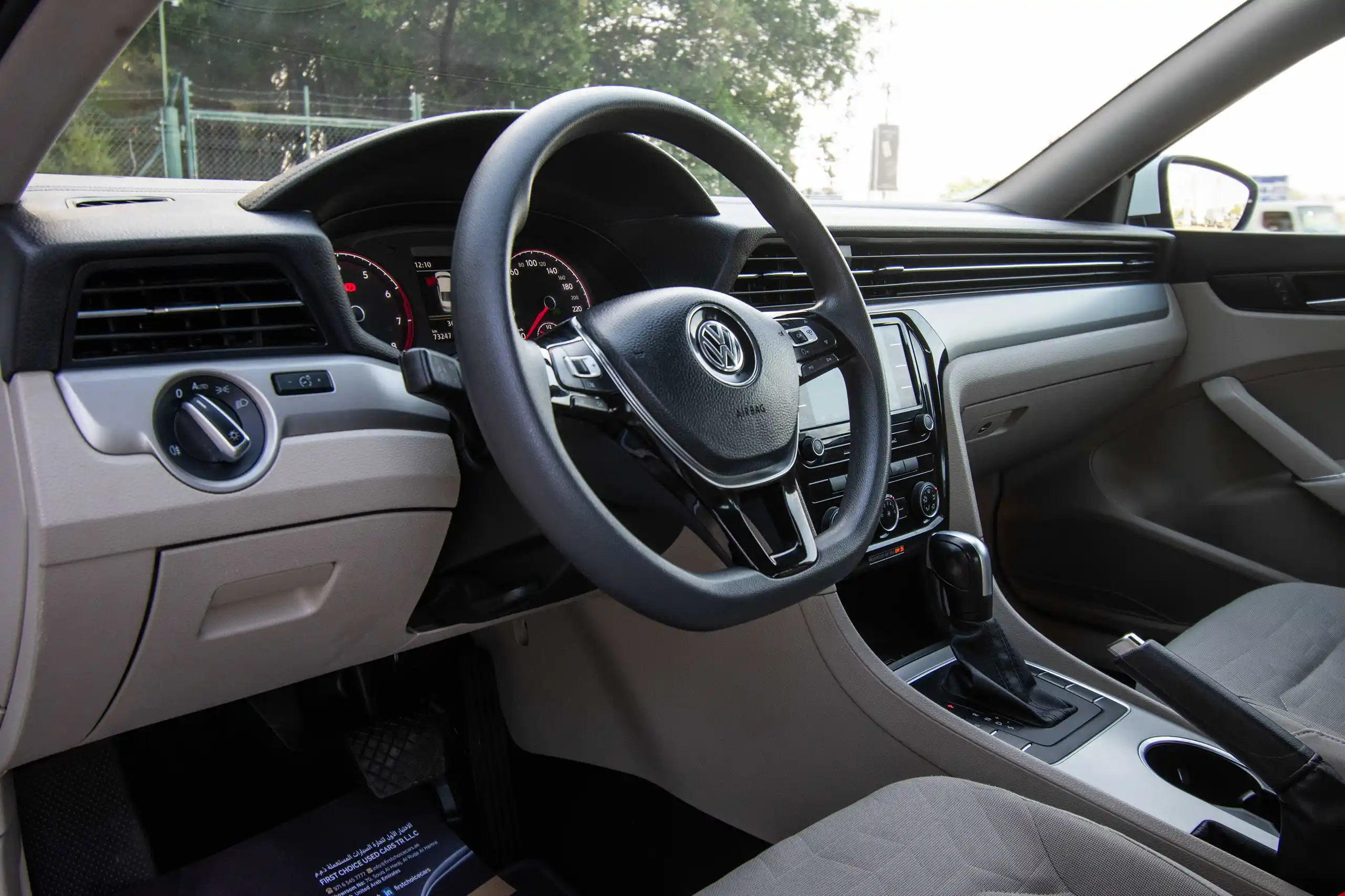 Used 2020 Volkswagen Passat Trendline in White – Driver Side Dashboard & Steering View for Sale at First Choice Cars Dubai Sharjah