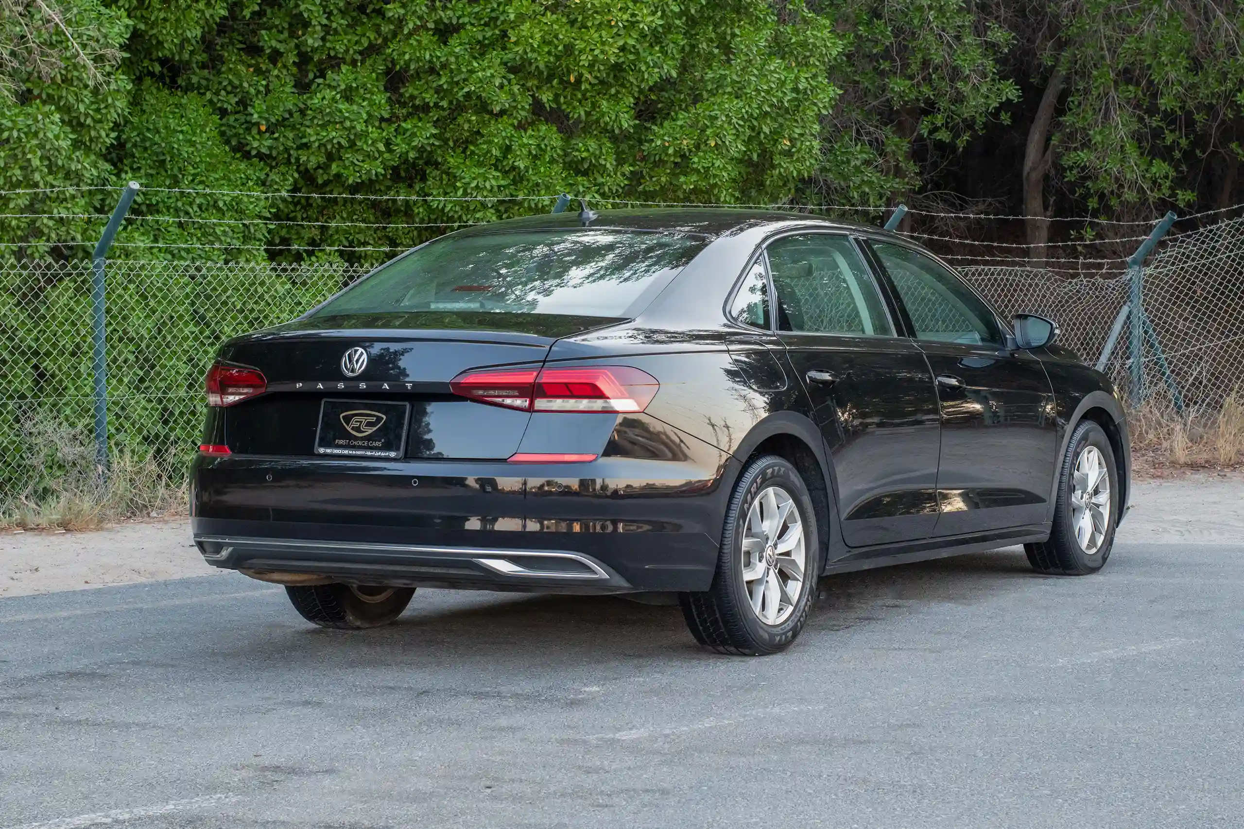 Used 2020 Volkswagen Passat Trendline in Black – Right Back Diagonal (45°) View for Sale at First Choice Cars Dubai Sharjah