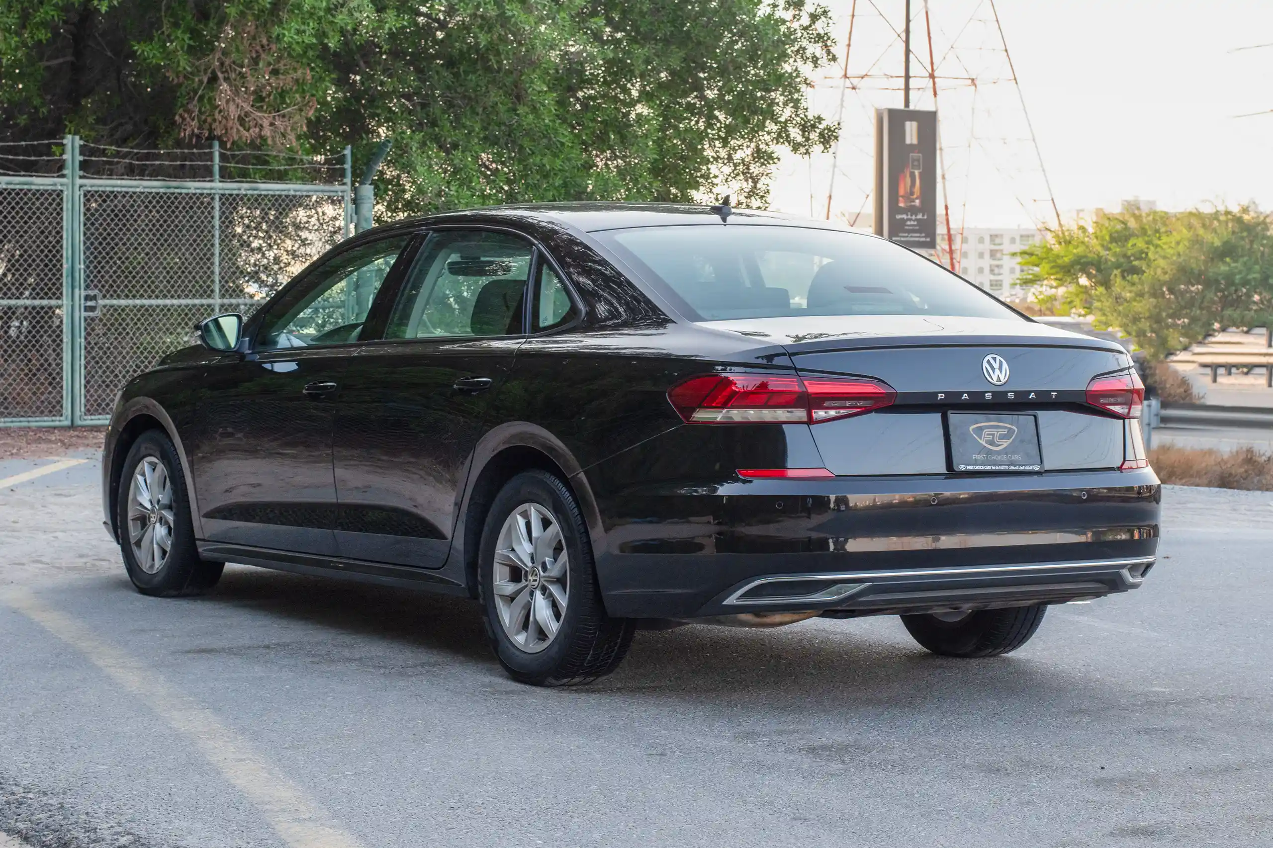 Used 2020 Volkswagen Passat Trendline in Black – Left Back Diagonal (45°) View for Sale at First Choice Cars Dubai Sharjah