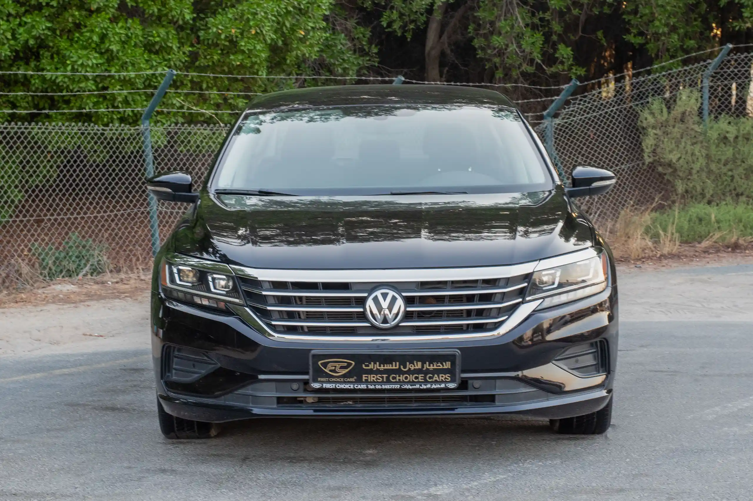Used 2020 Volkswagen Passat Trendline in Black – Front View for Sale at First Choice Cars Dubai Sharjah