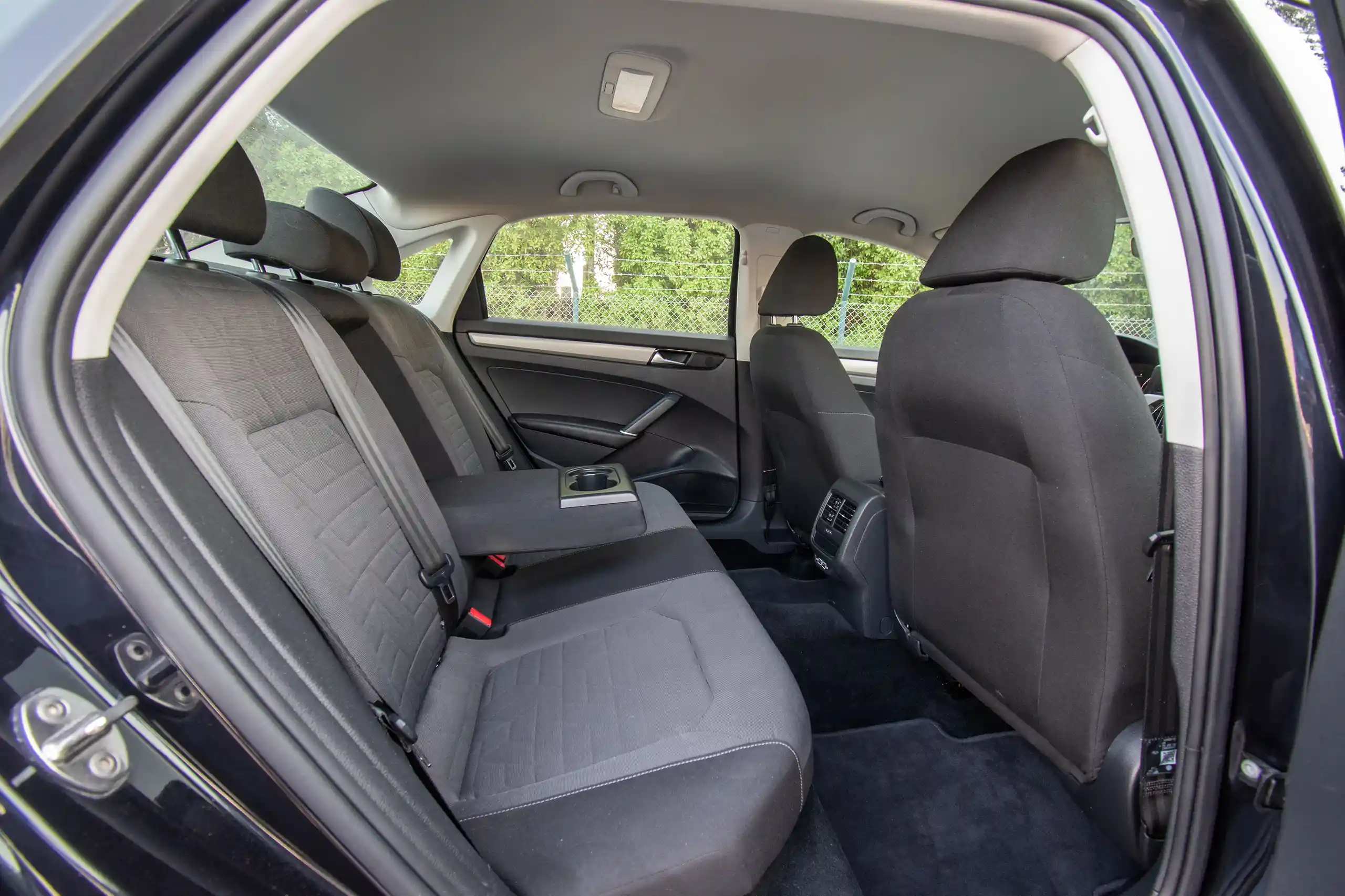 Used 2020 Volkswagen Passat Trendline in Black – Rear Passenger Side Cabin View for Sale at First Choice Cars Dubai Sharjah