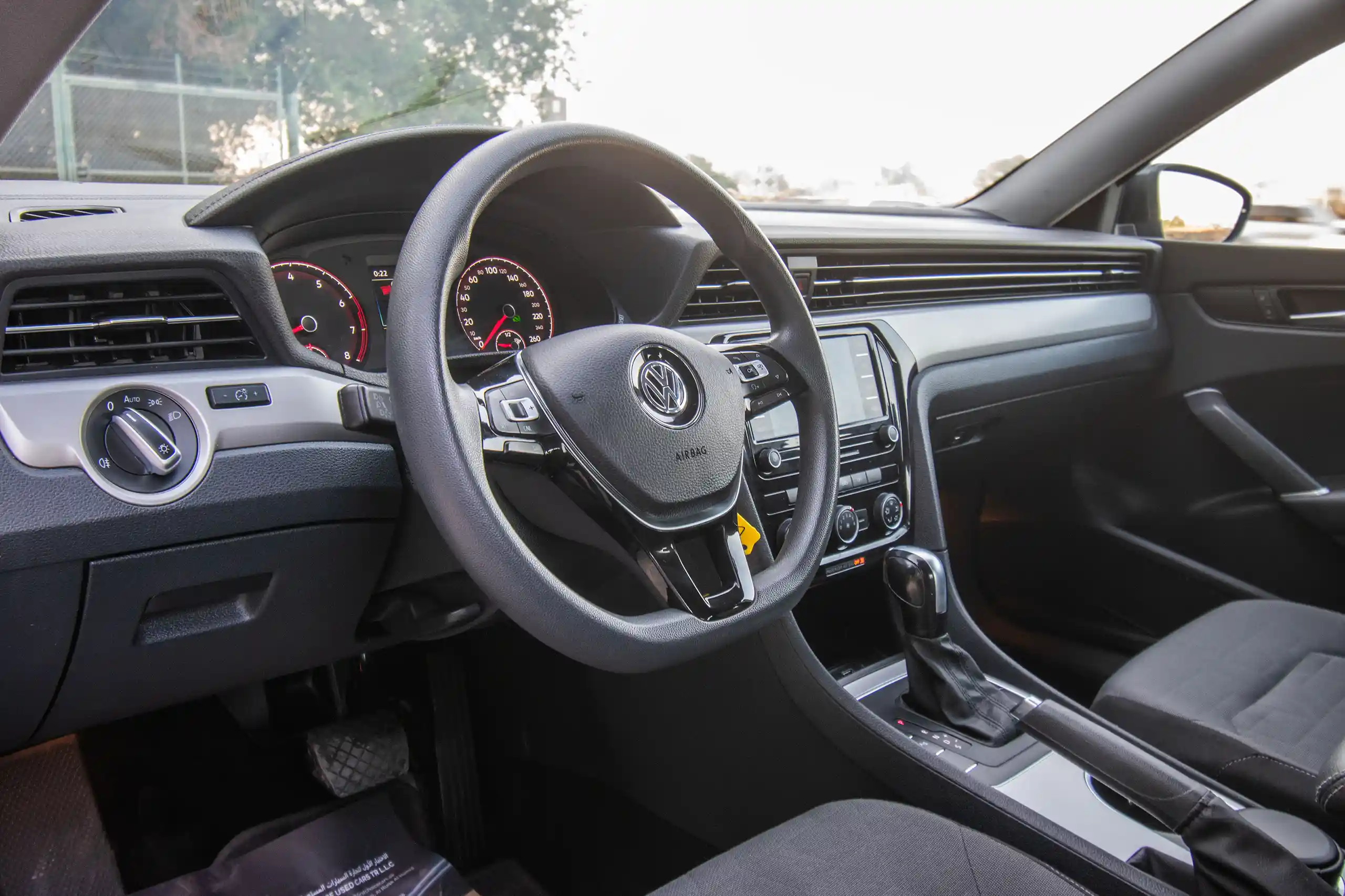 Used 2020 Volkswagen Passat Trendline in Black – Driver Side Dashboard & Steering View for Sale at First Choice Cars Dubai Sharjah