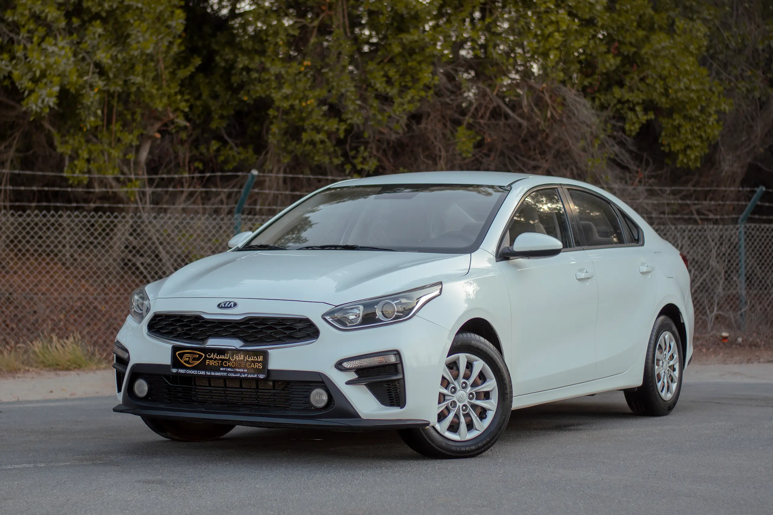 Used 2020 KIA Cerato Lx White – Left Front Diagonal (45°) View at First Choice Cars Sharjah